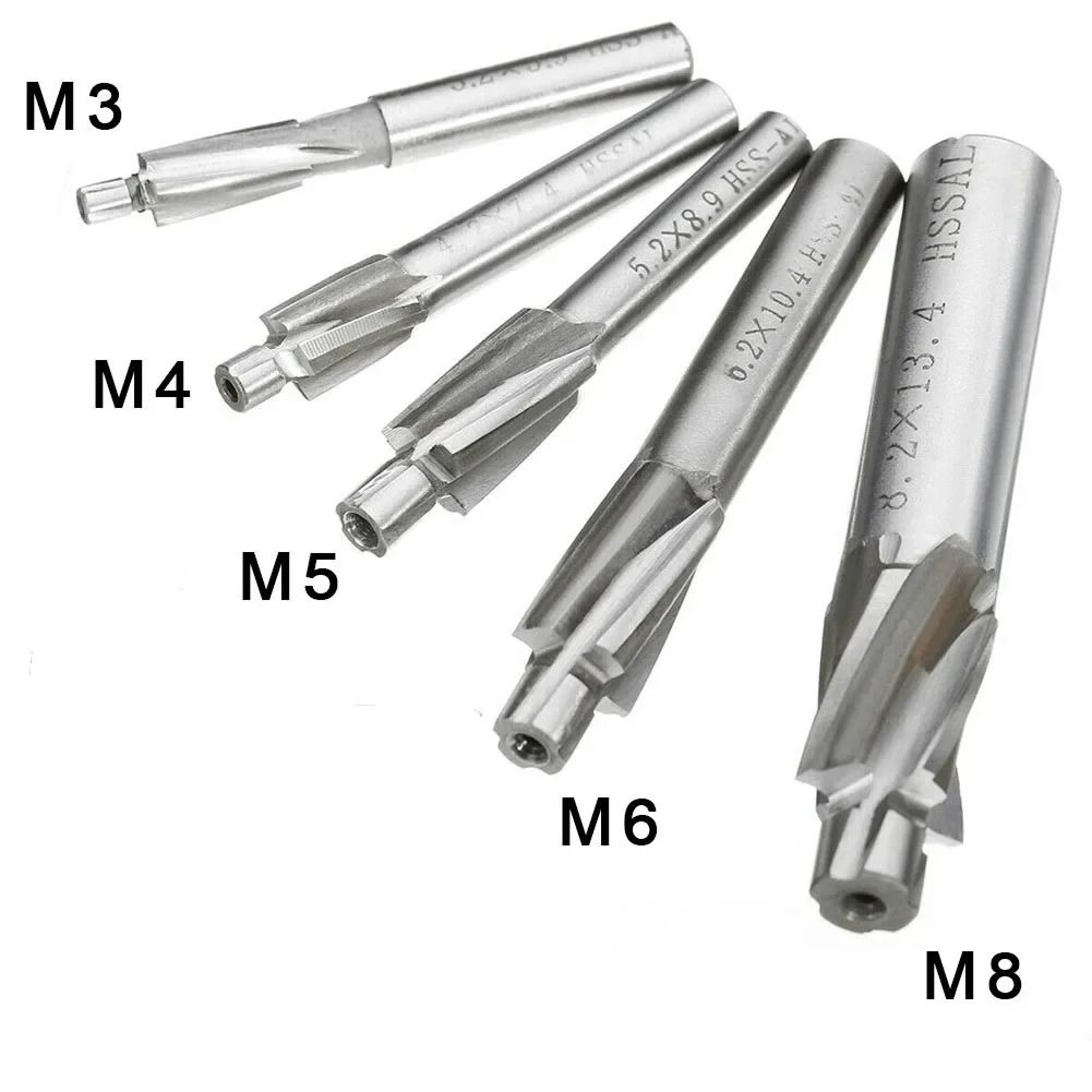 HSS Counterbore End Mill Milling Cutter Bit Set M3M8 1