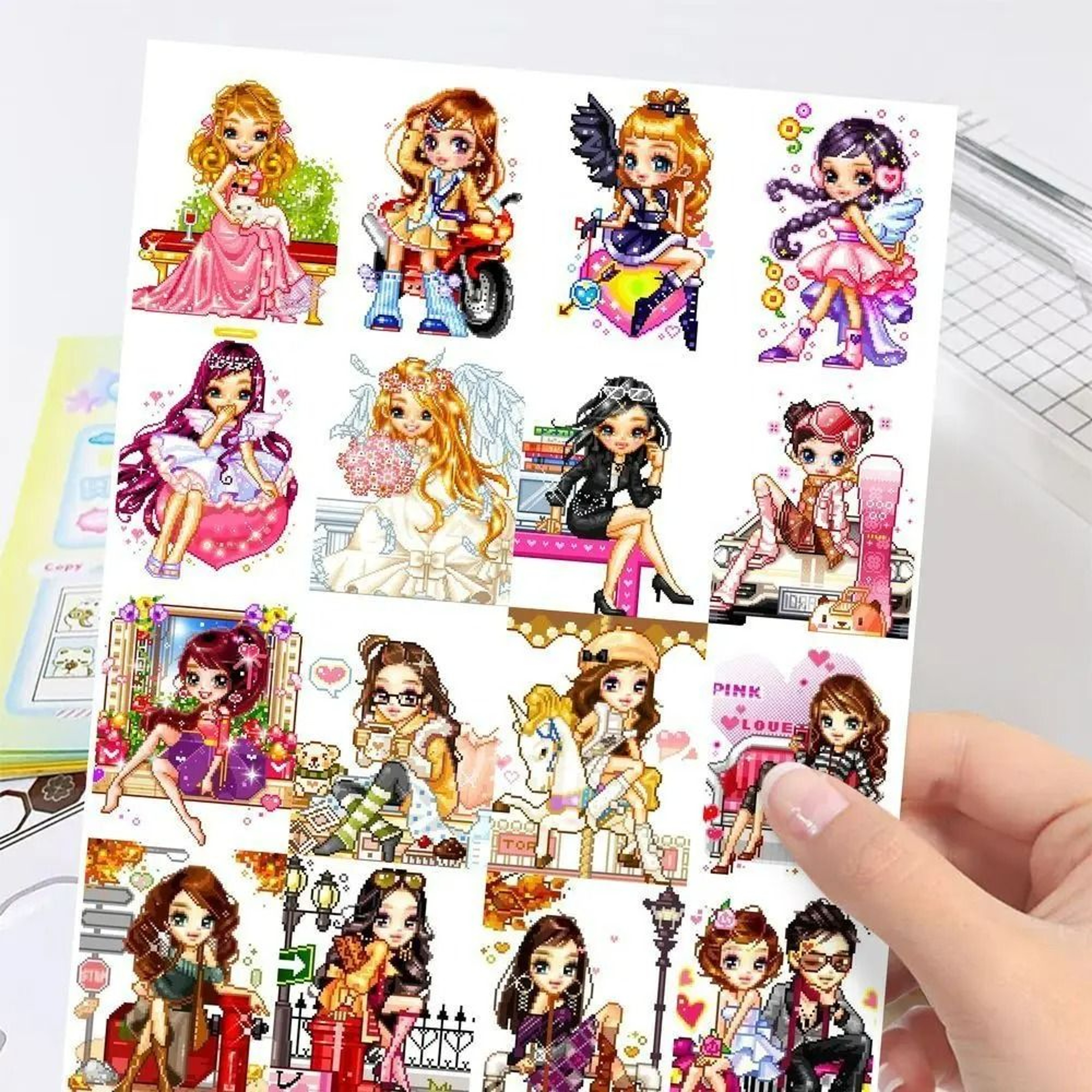63Piece Kawaii Korean Y2K Retro Pixel Doll Avatar Sticker Pack 0