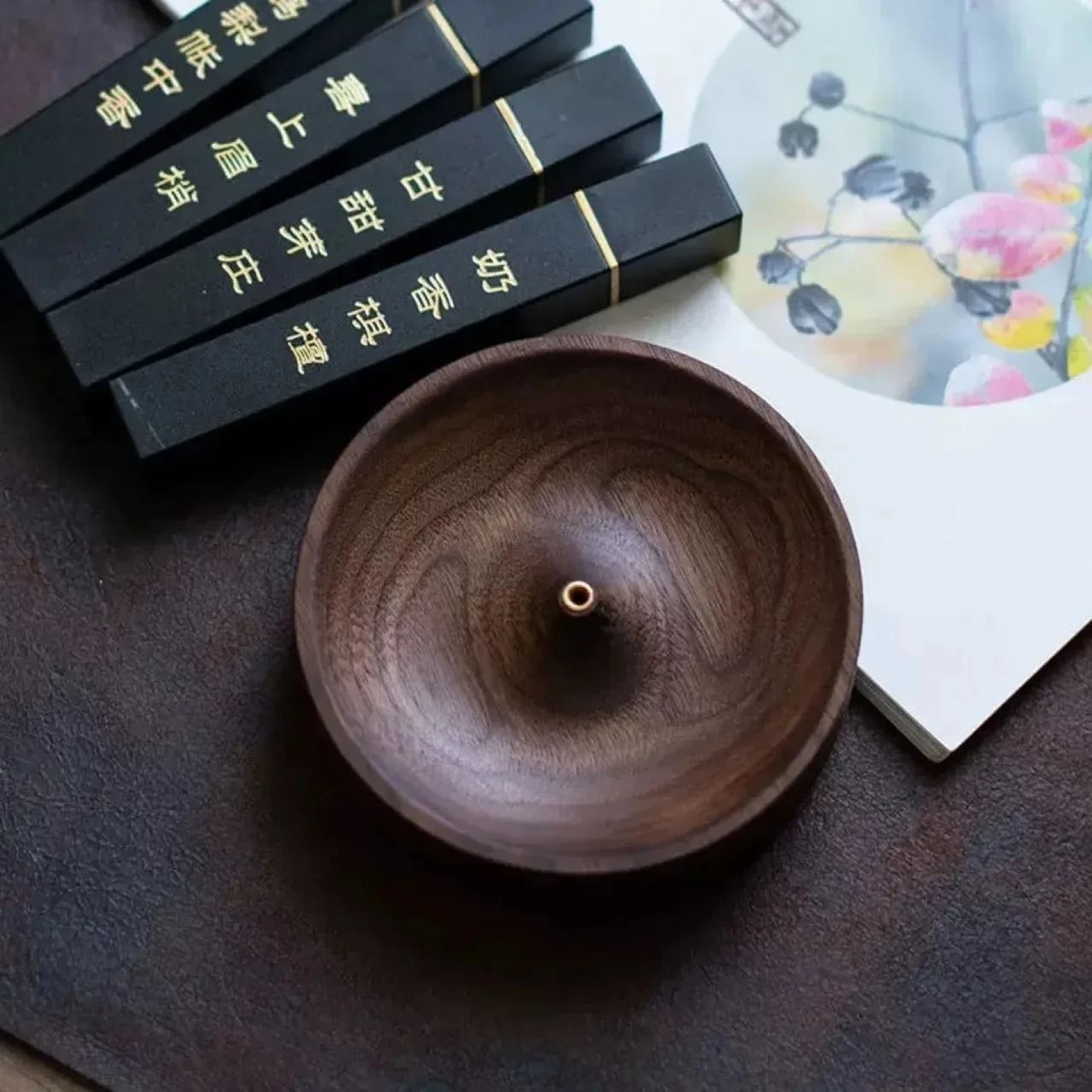 North American Black Walnut Solid Wood Incense Stick Holder  Tray 3