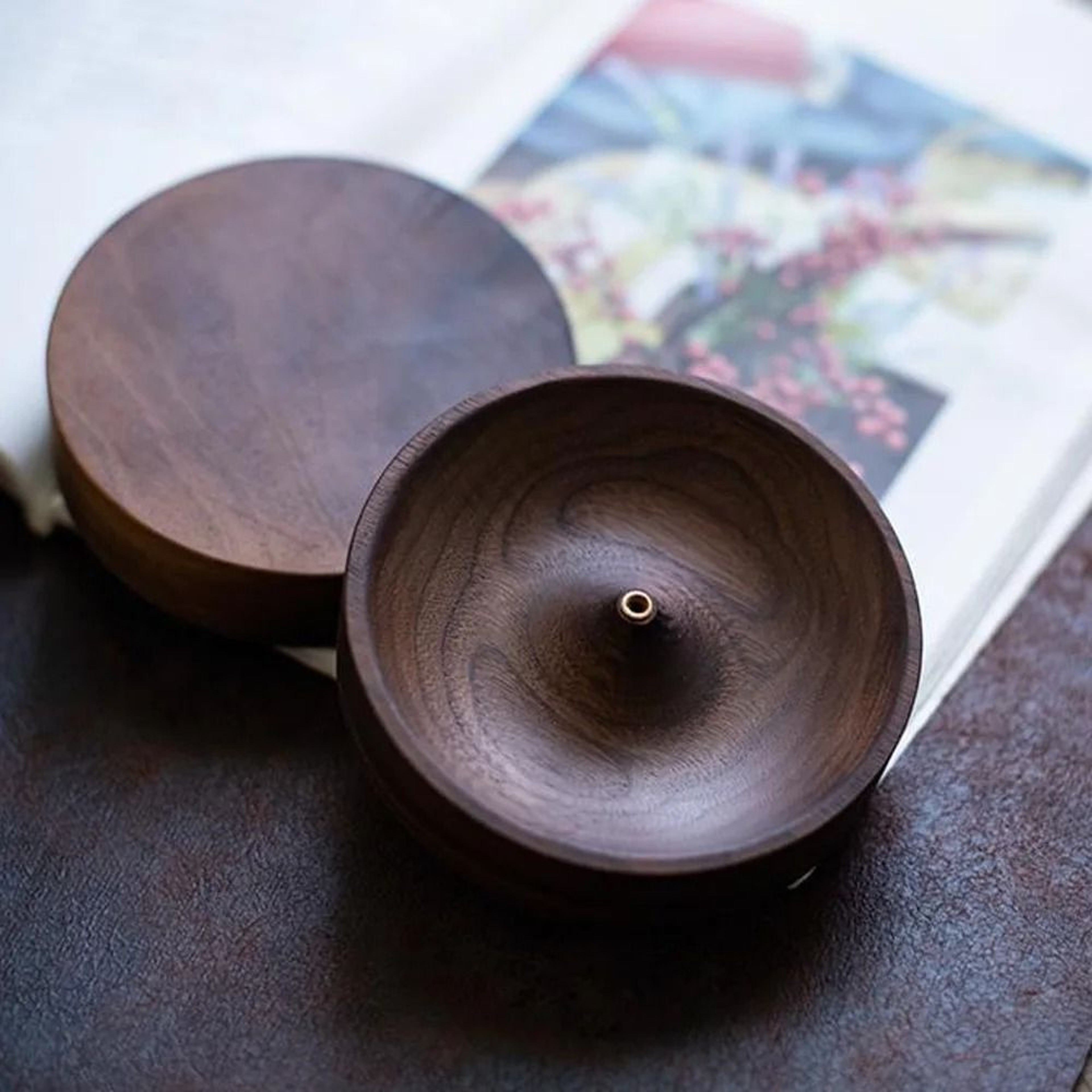 North American Black Walnut Solid Wood Incense Stick Holder  Tray 6