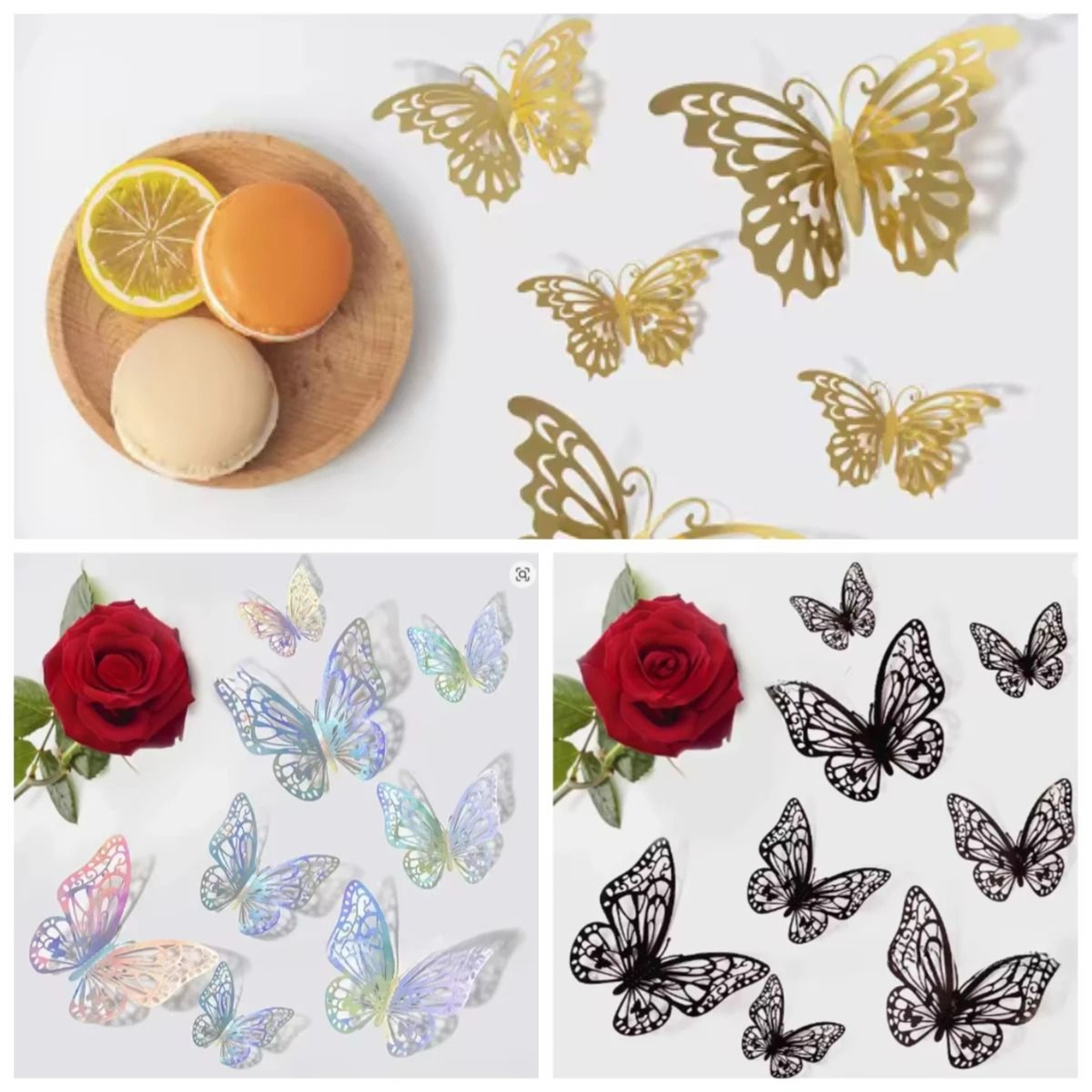 48Piece 3D Metallic Butterfly Wall Decor Set 0
