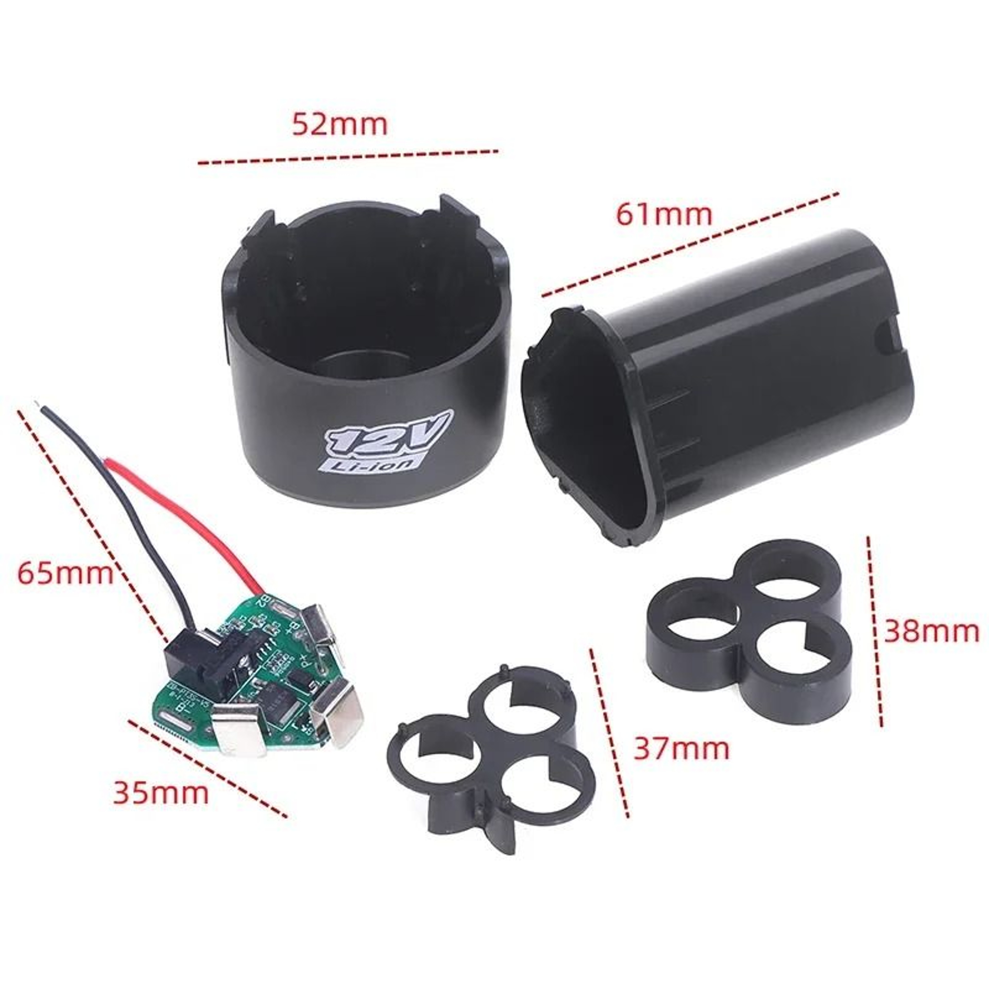 3S 12V 18650 Lithium Battery Case Bracket  BMS Protection Board Kit 1
