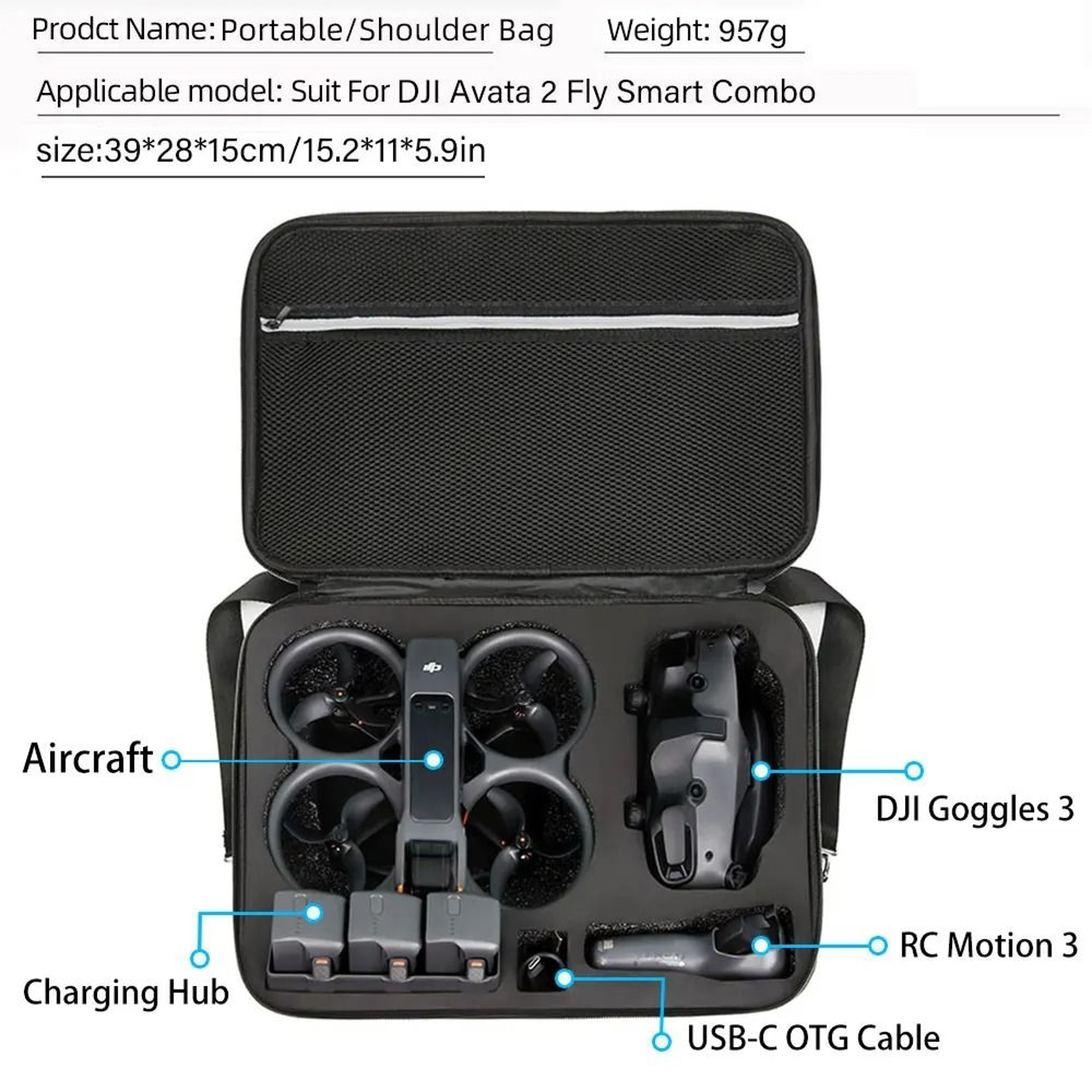 Hard Shell Shoulder Bag  Carrying Case For DJI Avata 2 1