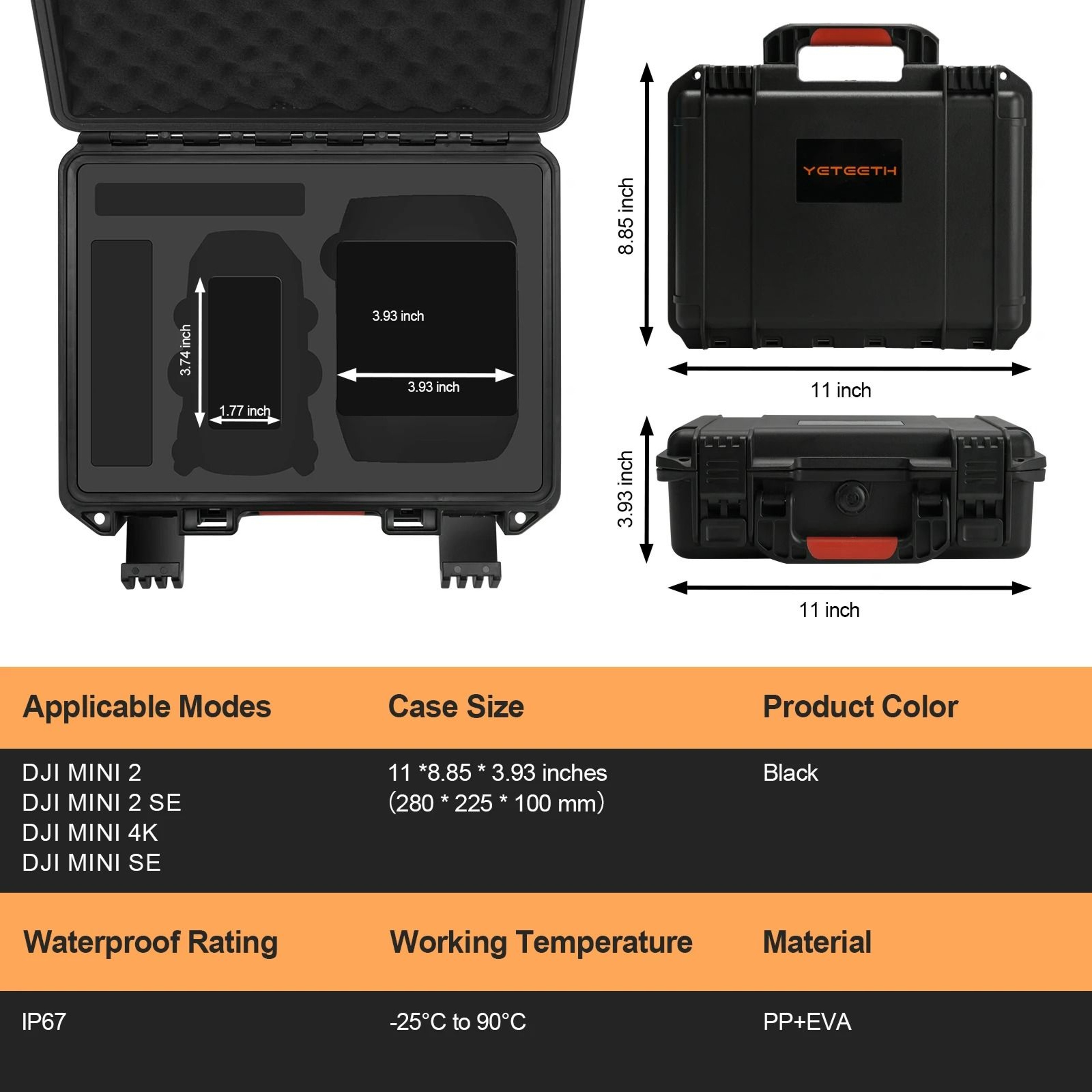 ExplosionProof Waterproof Hard Safety Carrying Case For DJI Mini 4K  Mini 2  Mini 2 SE 4
