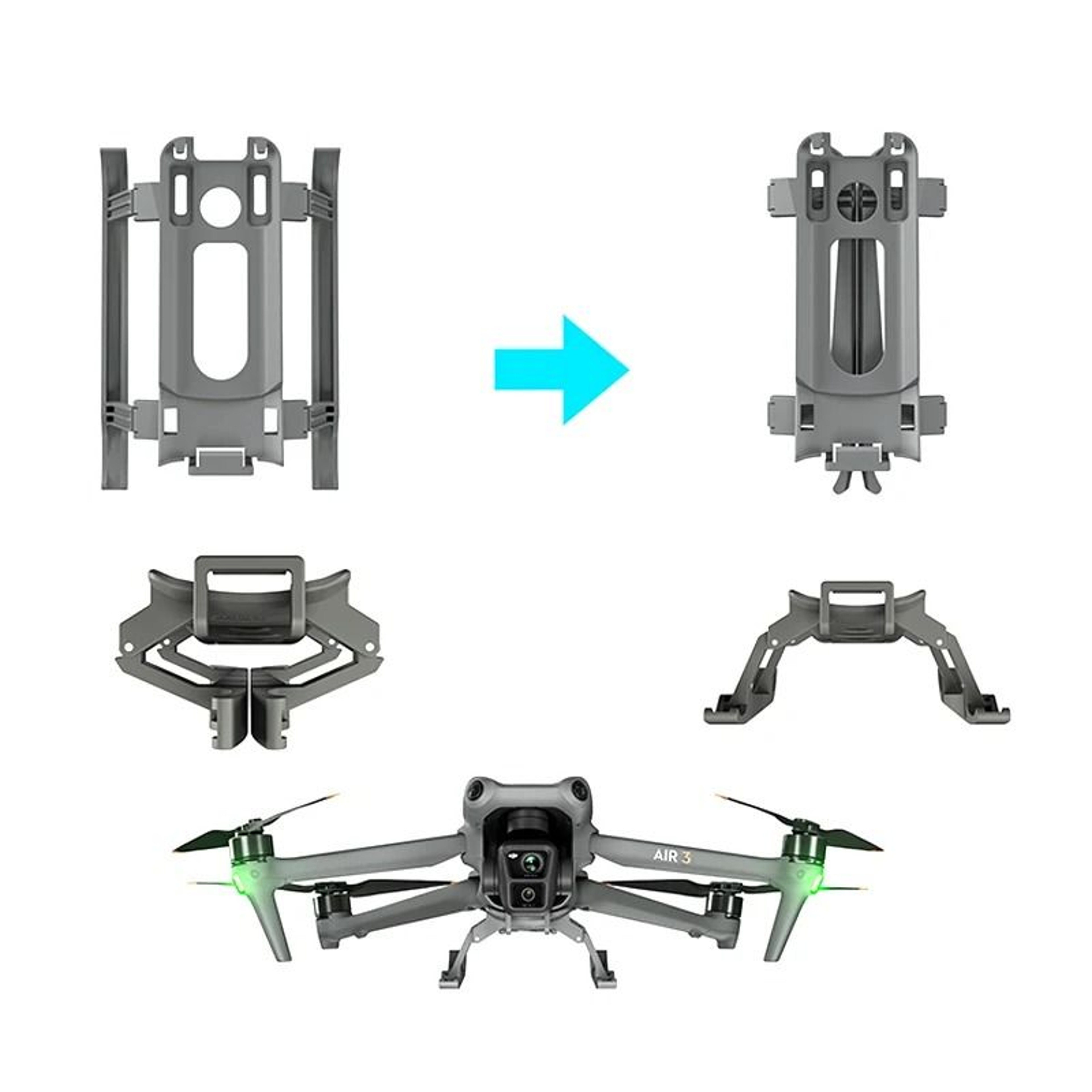 Foldable Extension Landing Gear  Leg Heights Protector For DJI Air 3S  Air 3 6