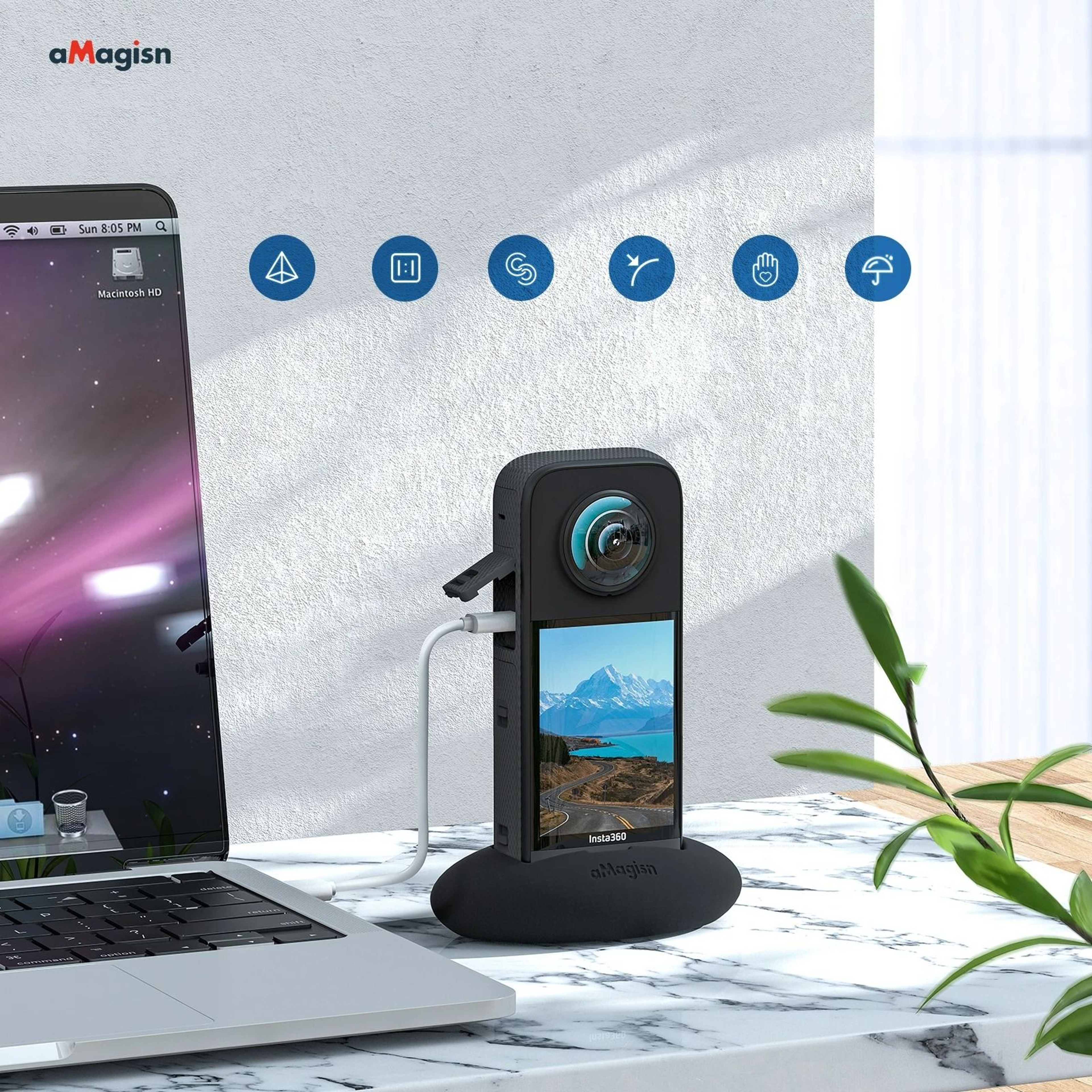 Desktop Base Stand  Silicone Vehicle Dock Mount Holder For Insta360 X5 X4  X3 4