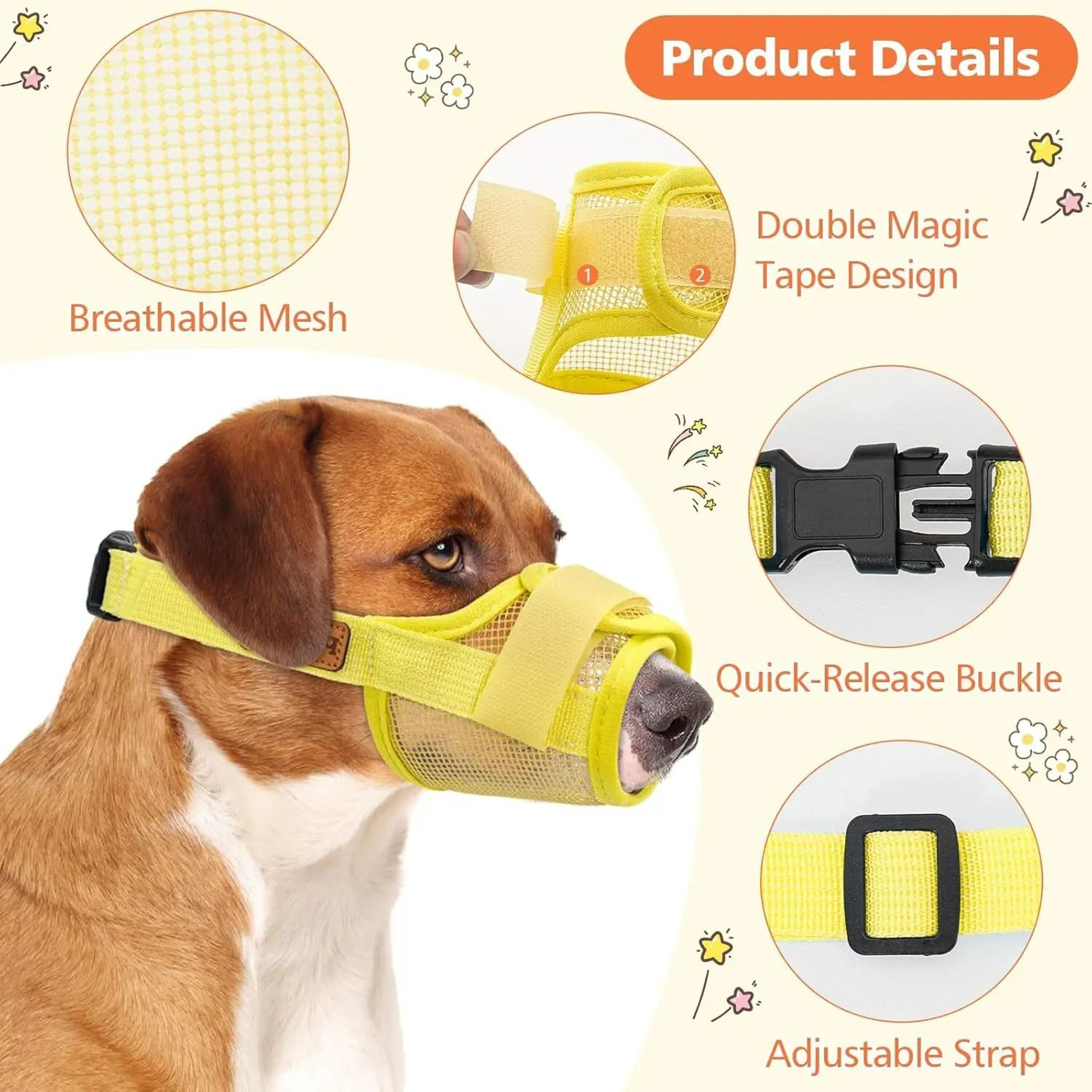 Safe Pet Breathable Nylon Mesh Adjustable Dog Muzzle  Scarf 2