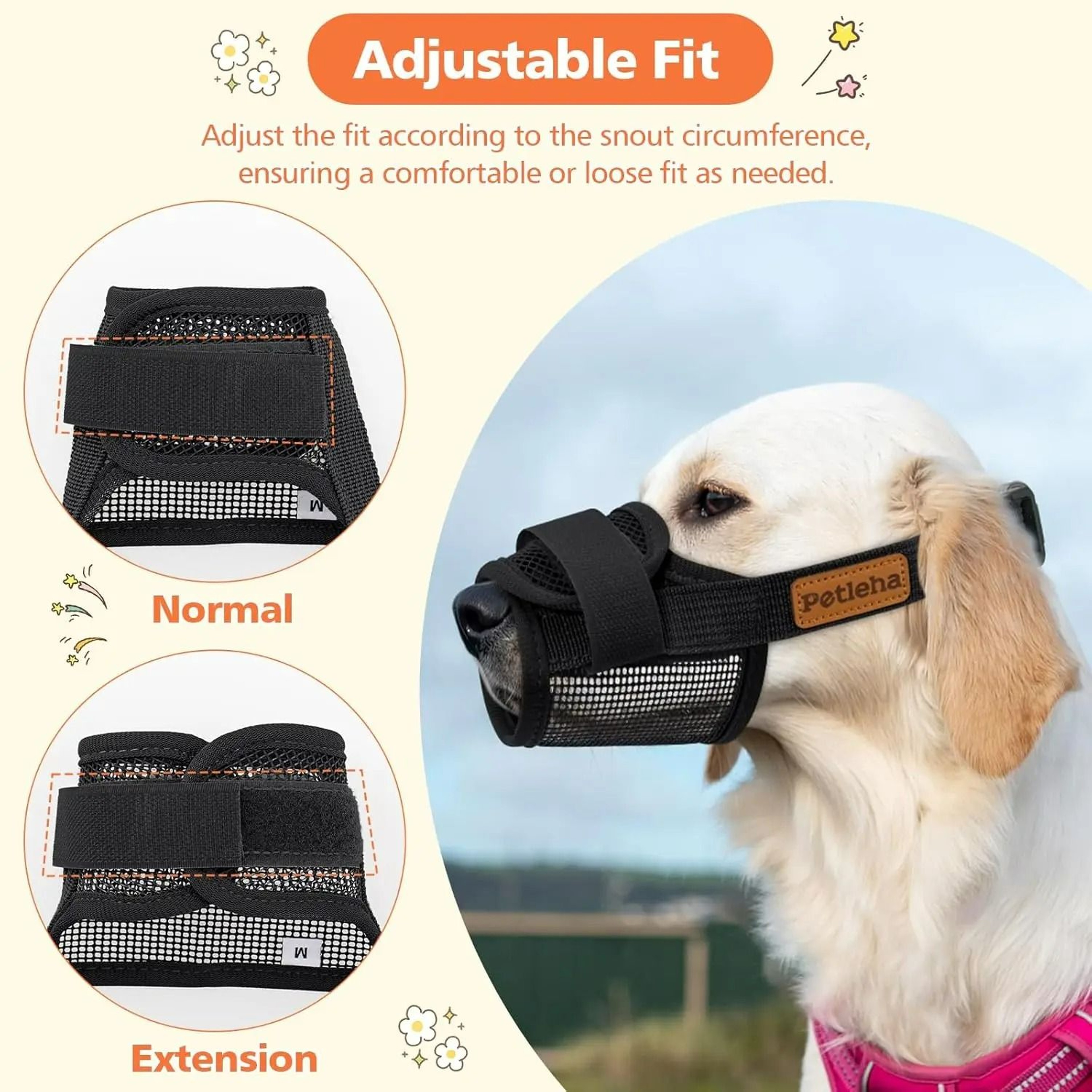 Safe Pet Breathable Nylon Mesh Adjustable Dog Muzzle  Scarf 3
