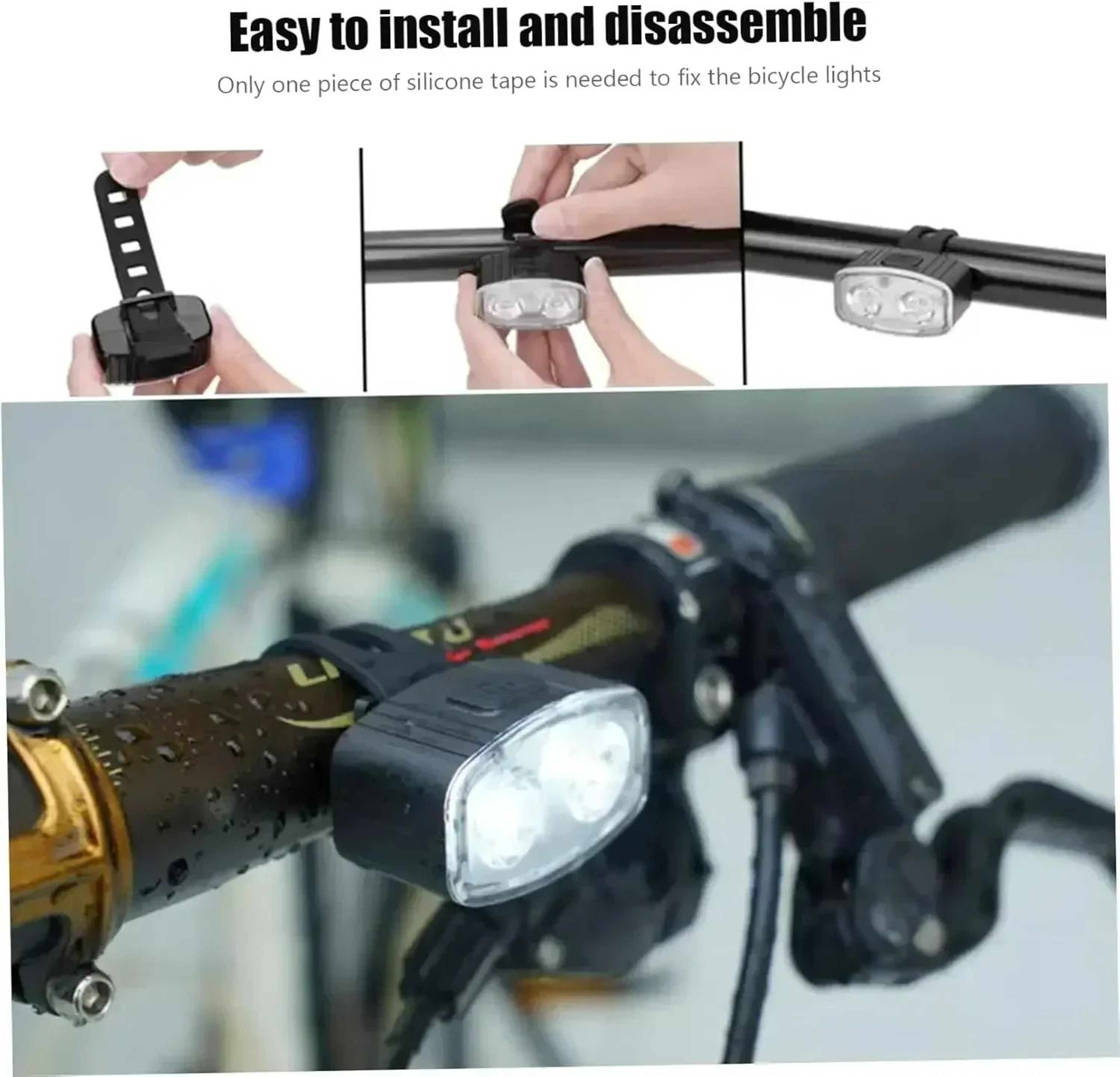 USB Rechargeable Waterproof LED Bicycle Headlight  Taillight Set 6