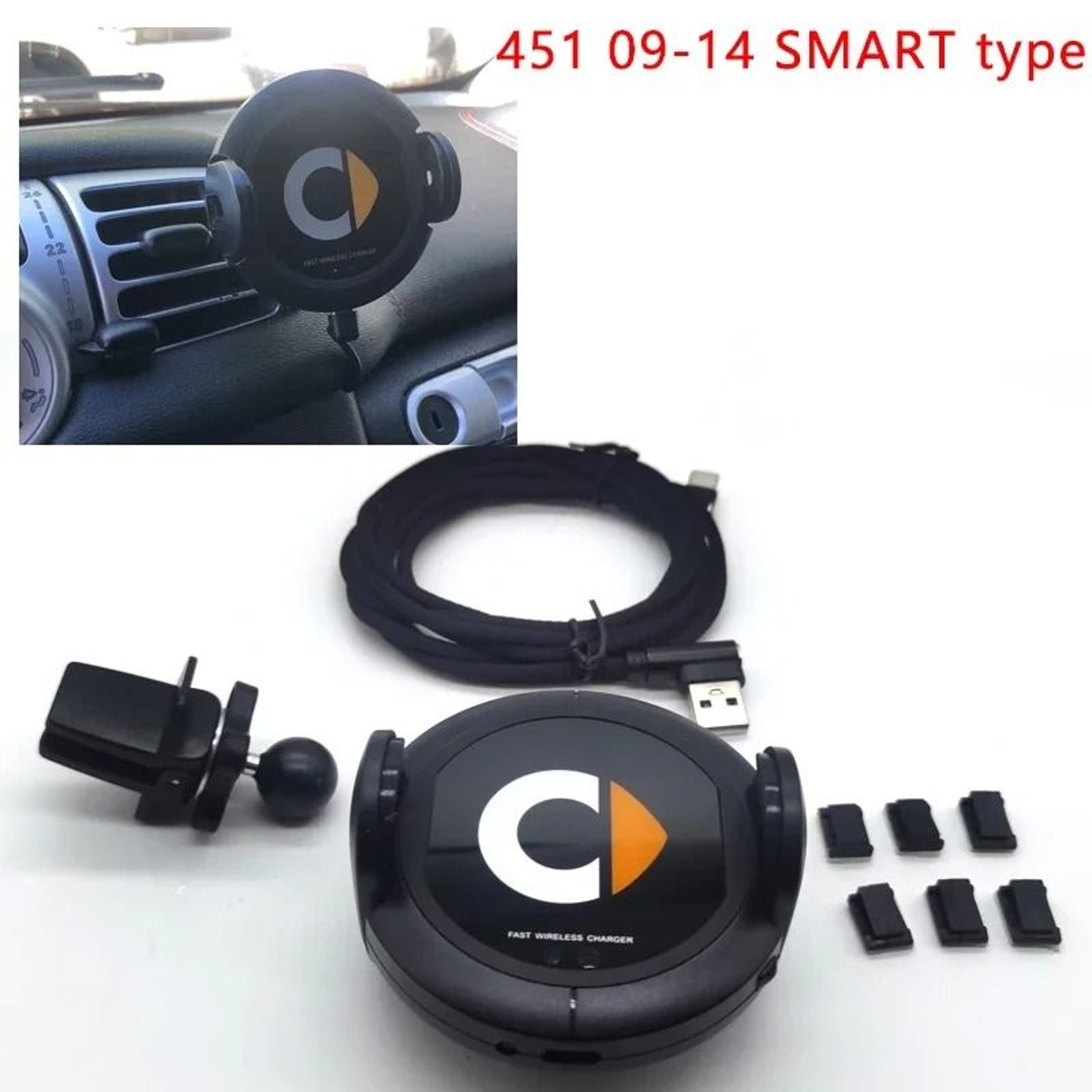 10W Qi Fast Wireless Charging AutoClamping Car Phone Mount For MercedesBenz Smart Fortwo 453  451 7