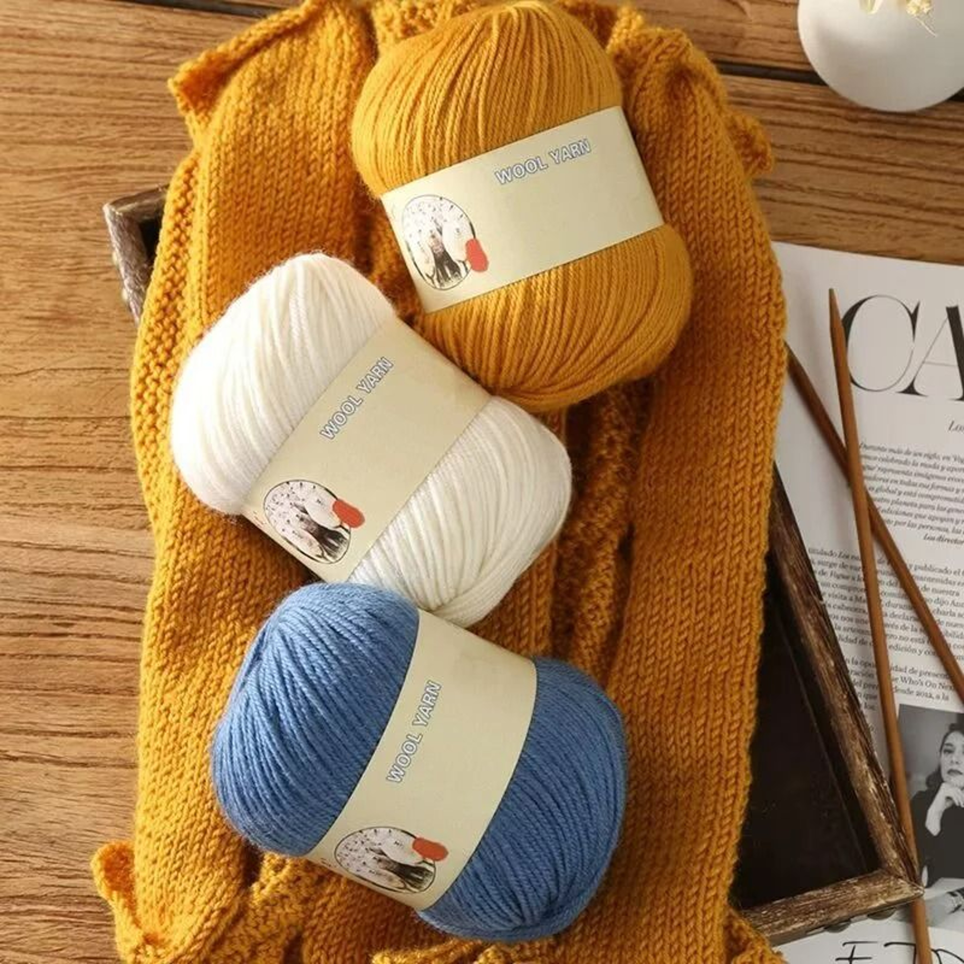 088 Lb MediumThick Sheep Wool Yarn Pack 4 Pieces 0
