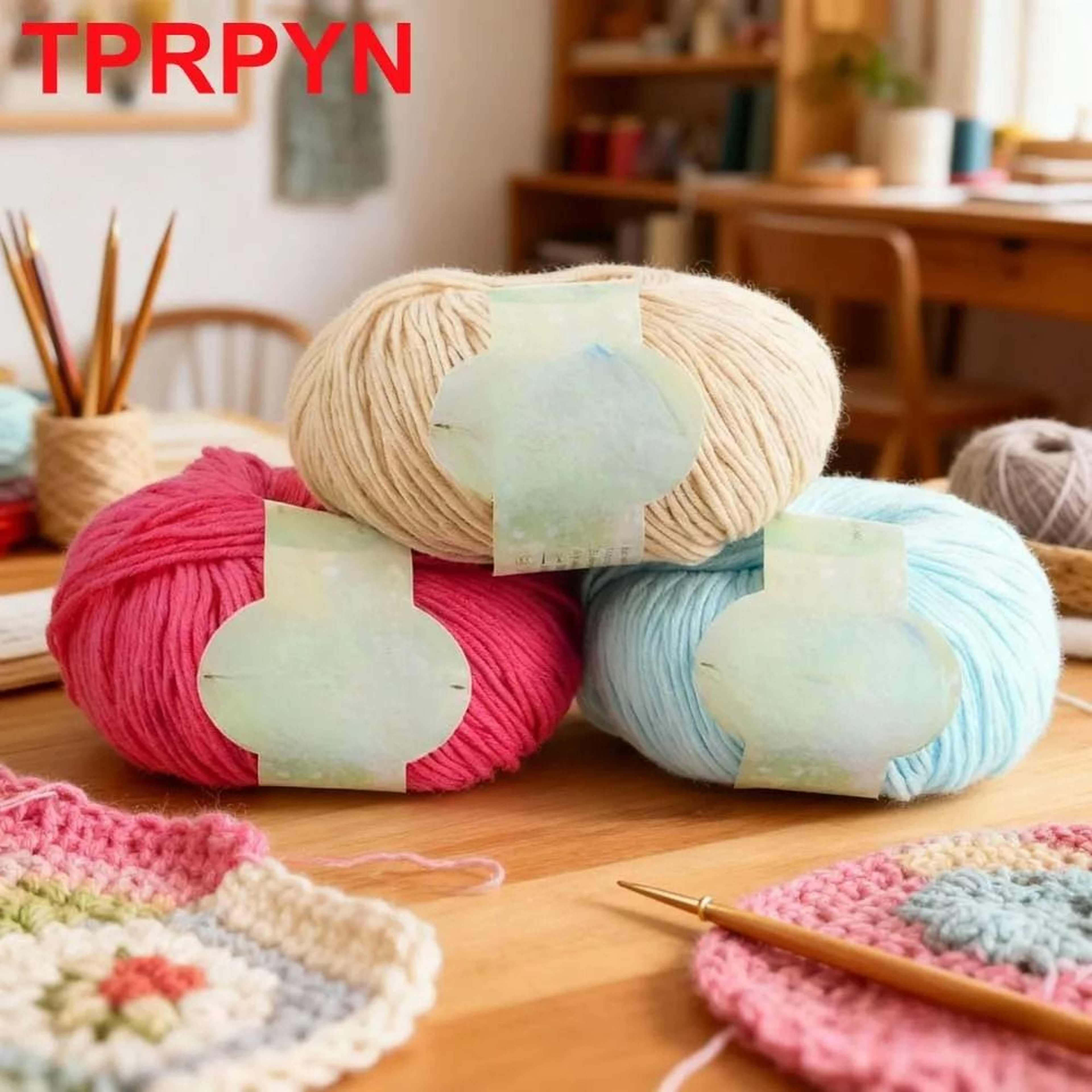 2Piece 100 Pure Cotton HandKnitting  Crochet Yarn Set 1
