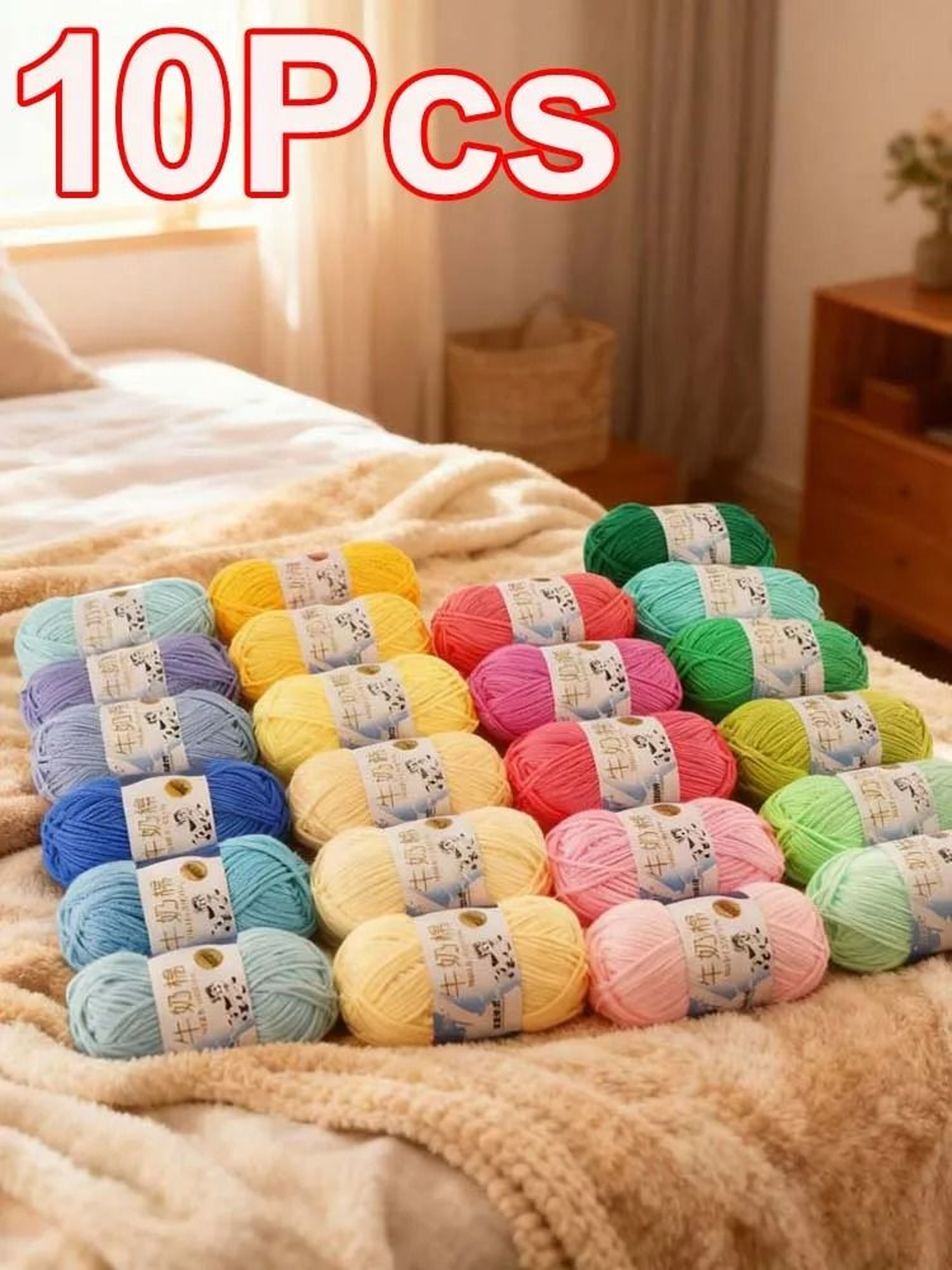 11 Lb Milk Cotton HandKnitting Yarn Set 10 Pieces 1