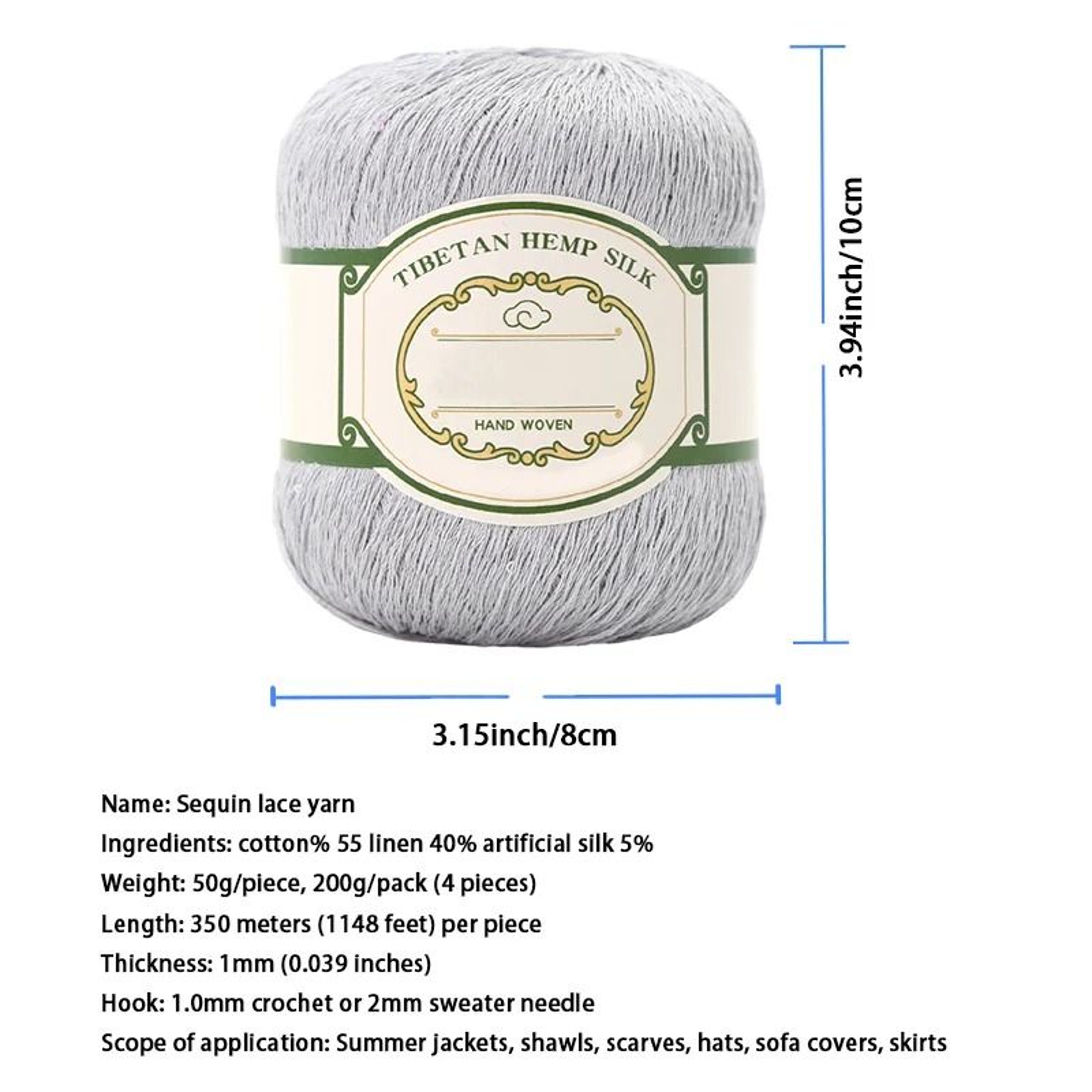 044 Lb Cotton Linen Lace Yarn With Sequins 6