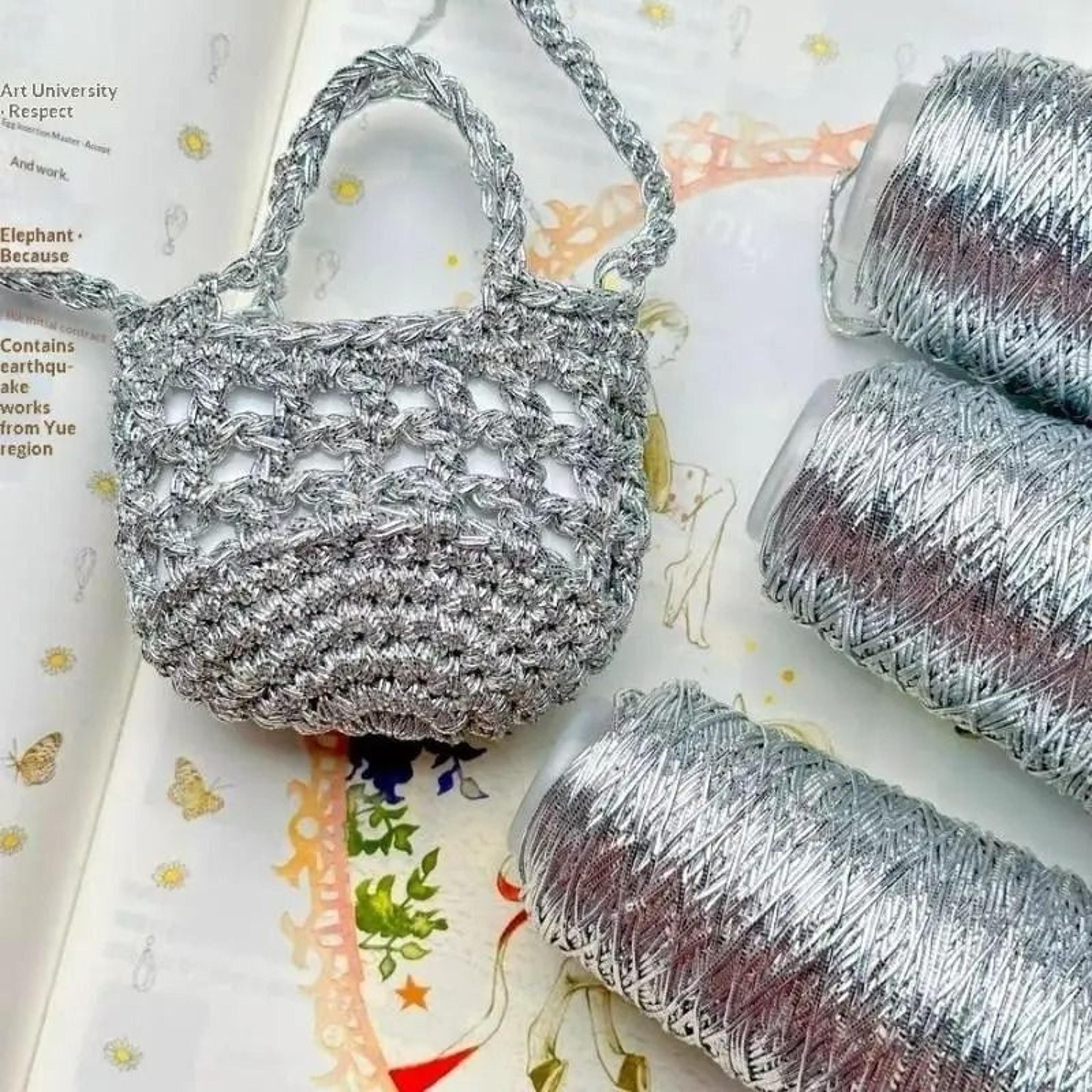 Shiny Silver Silk Knitting Yarn For Lightweight Crochet  Sewing 2