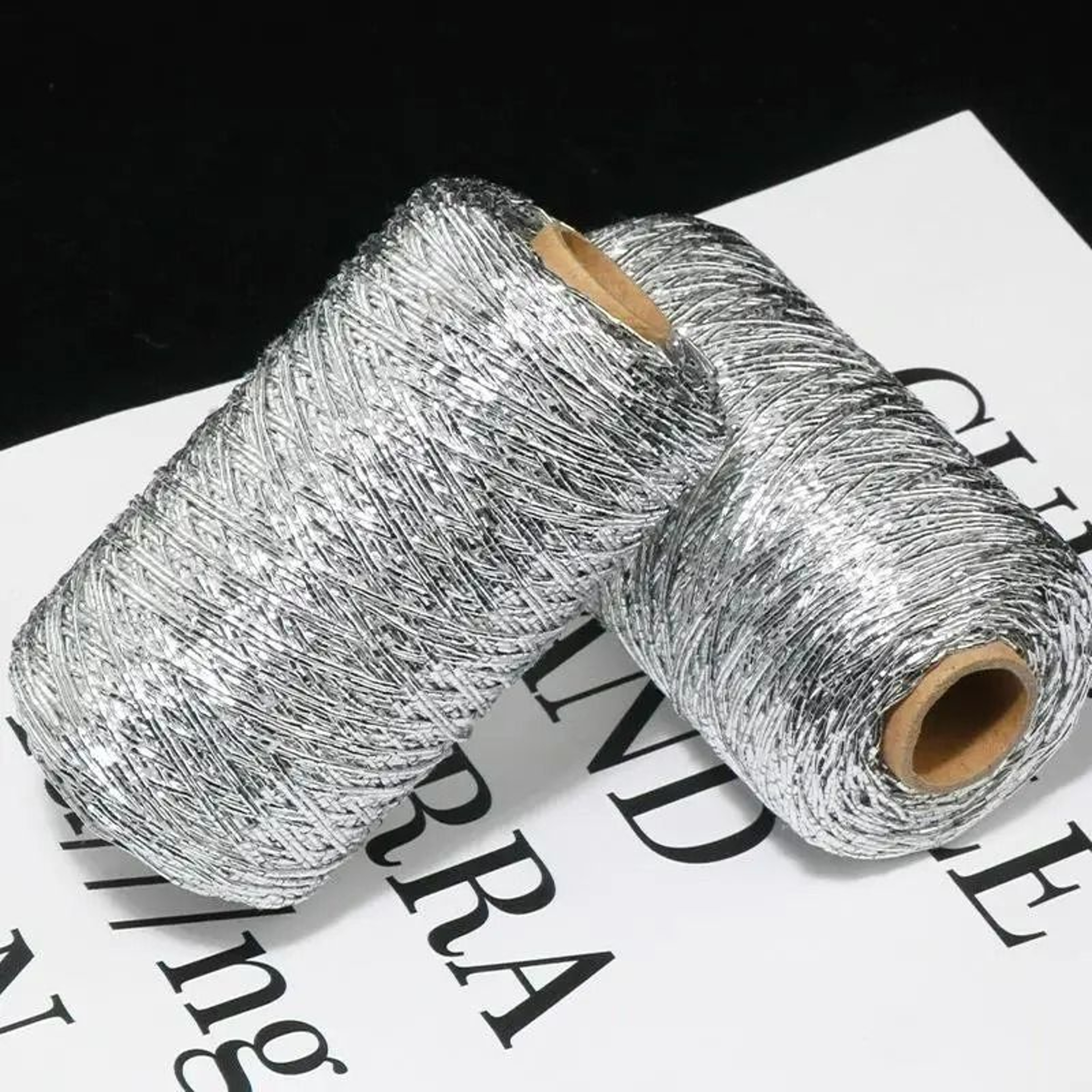 Shiny Silver Silk Knitting Yarn For Lightweight Crochet  Sewing 4