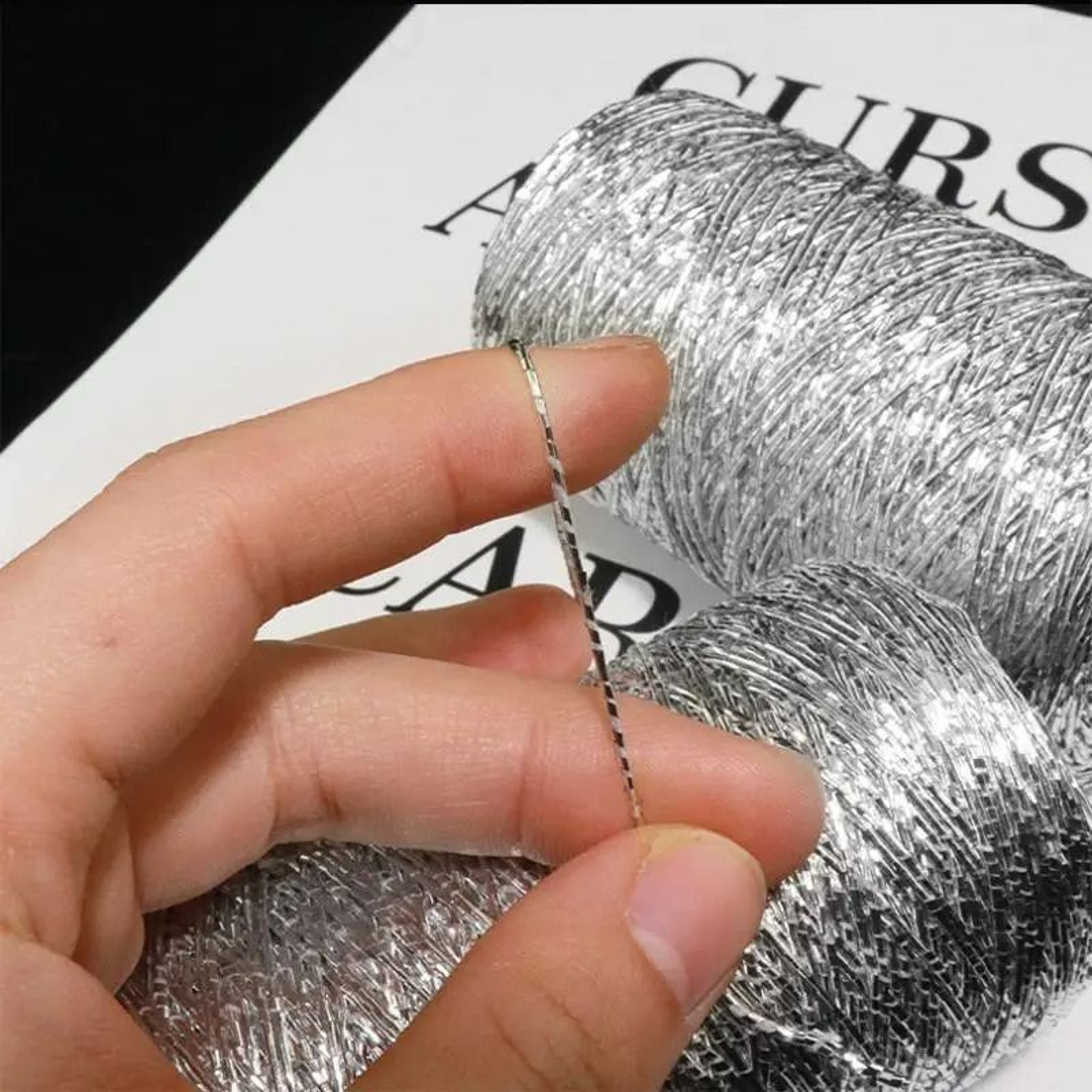 Metallic Silver Silk Fine Yarn For DIY Scarves Curtains  Crafts 4