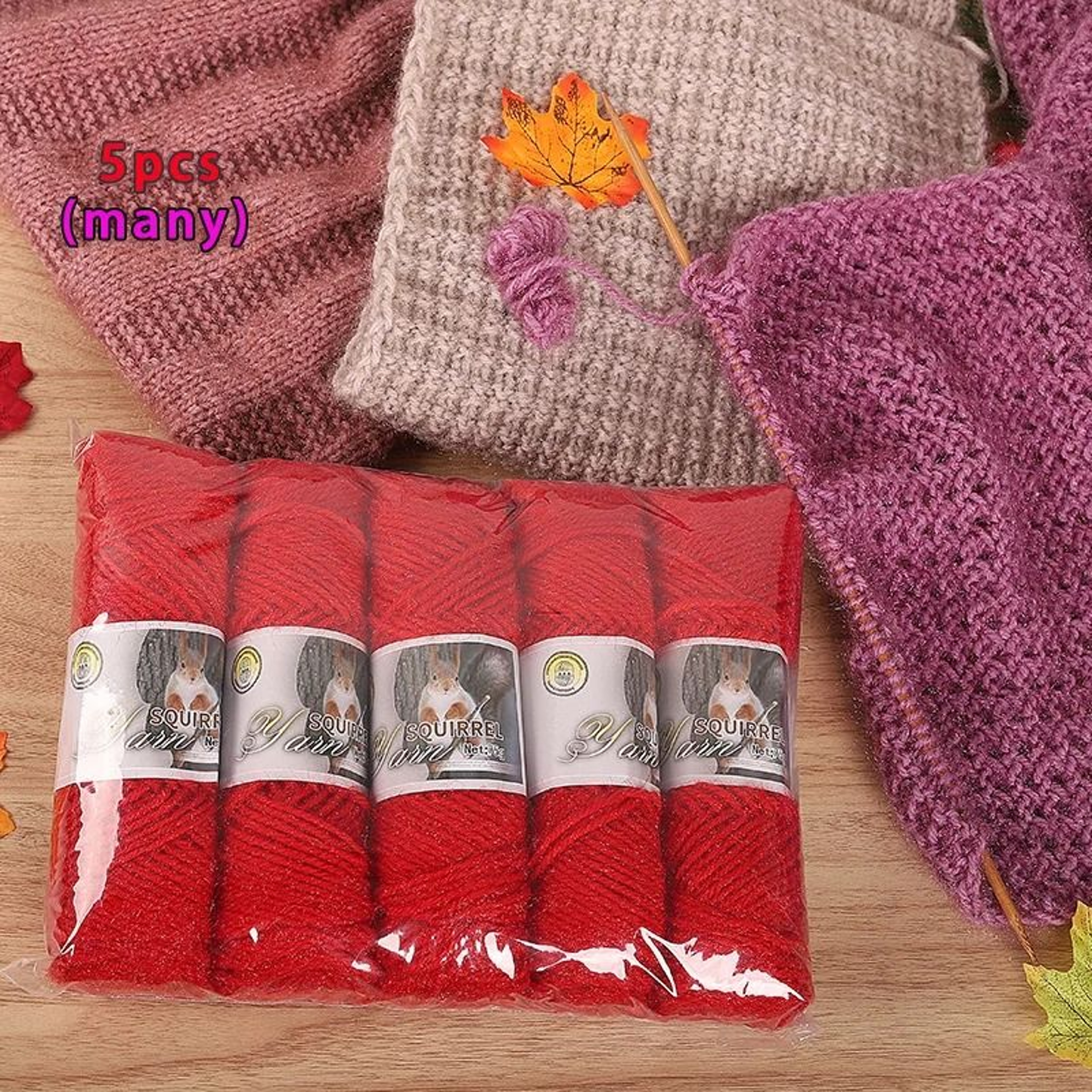 Plush Squirrel Yarn 5Skein Pack For Coats Sweaters Hats  Crafts 10