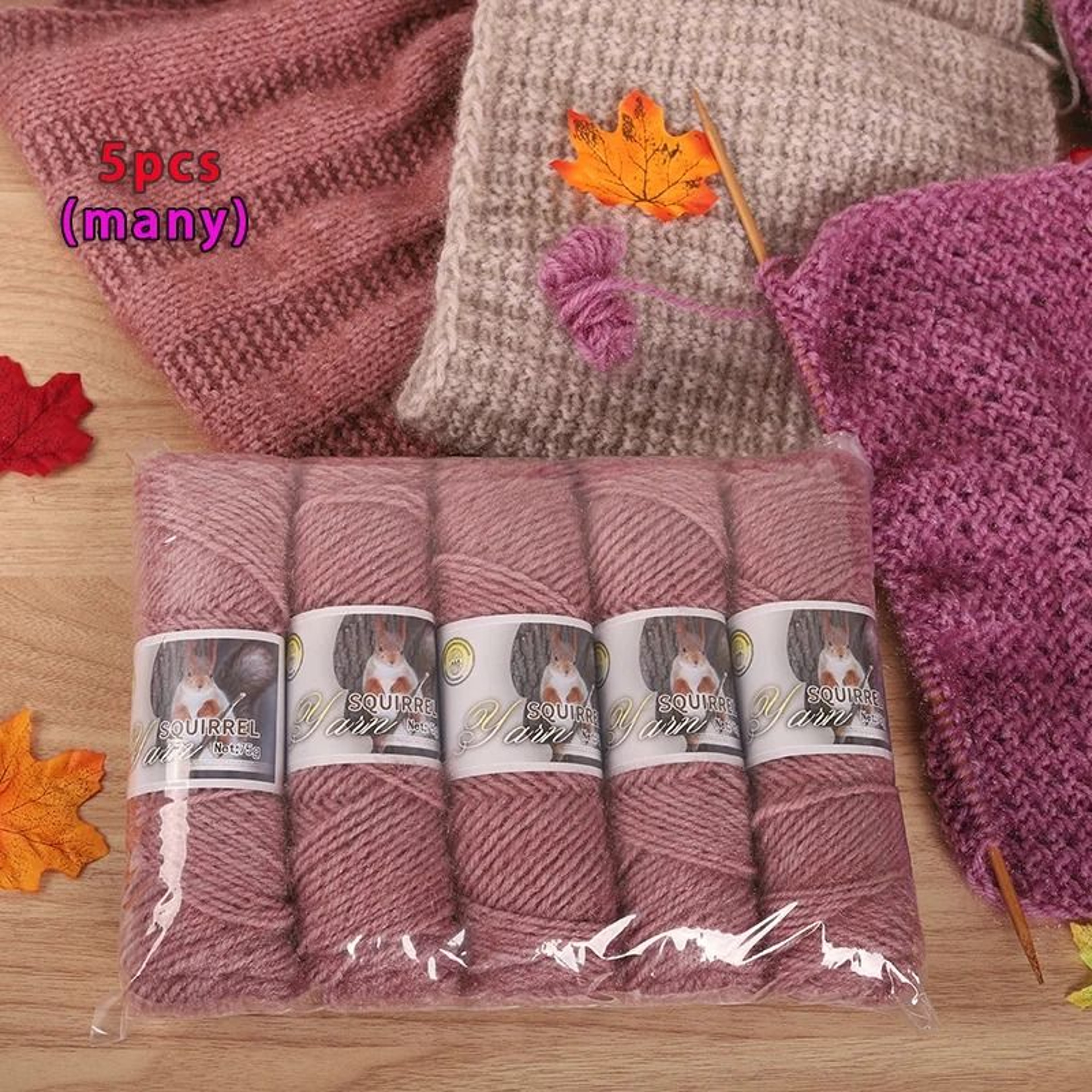 Plush Squirrel Yarn 5Skein Pack For Coats Sweaters Hats  Crafts 12