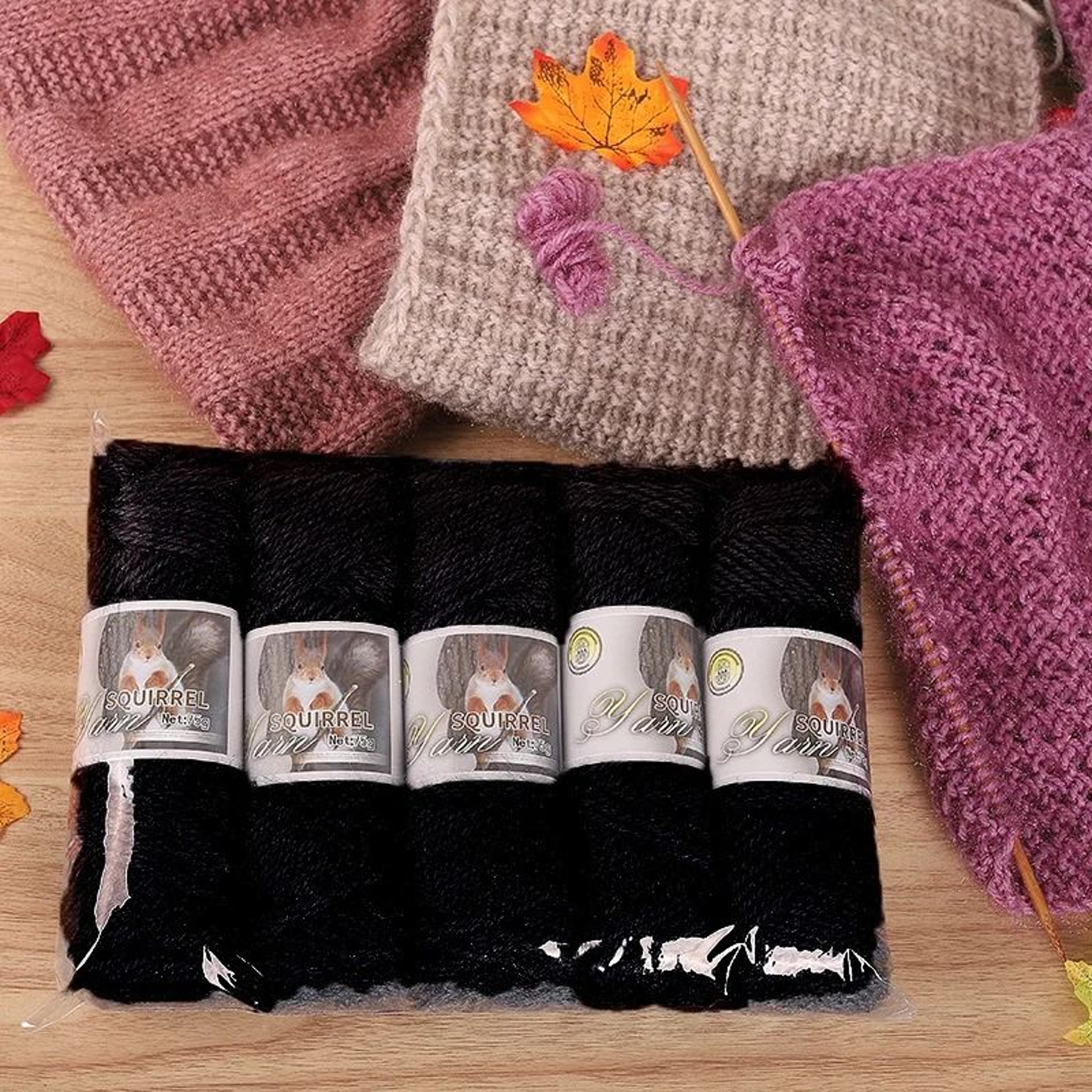 Plush Squirrel Yarn 5Skein Pack For Coats Sweaters Hats  Crafts 19