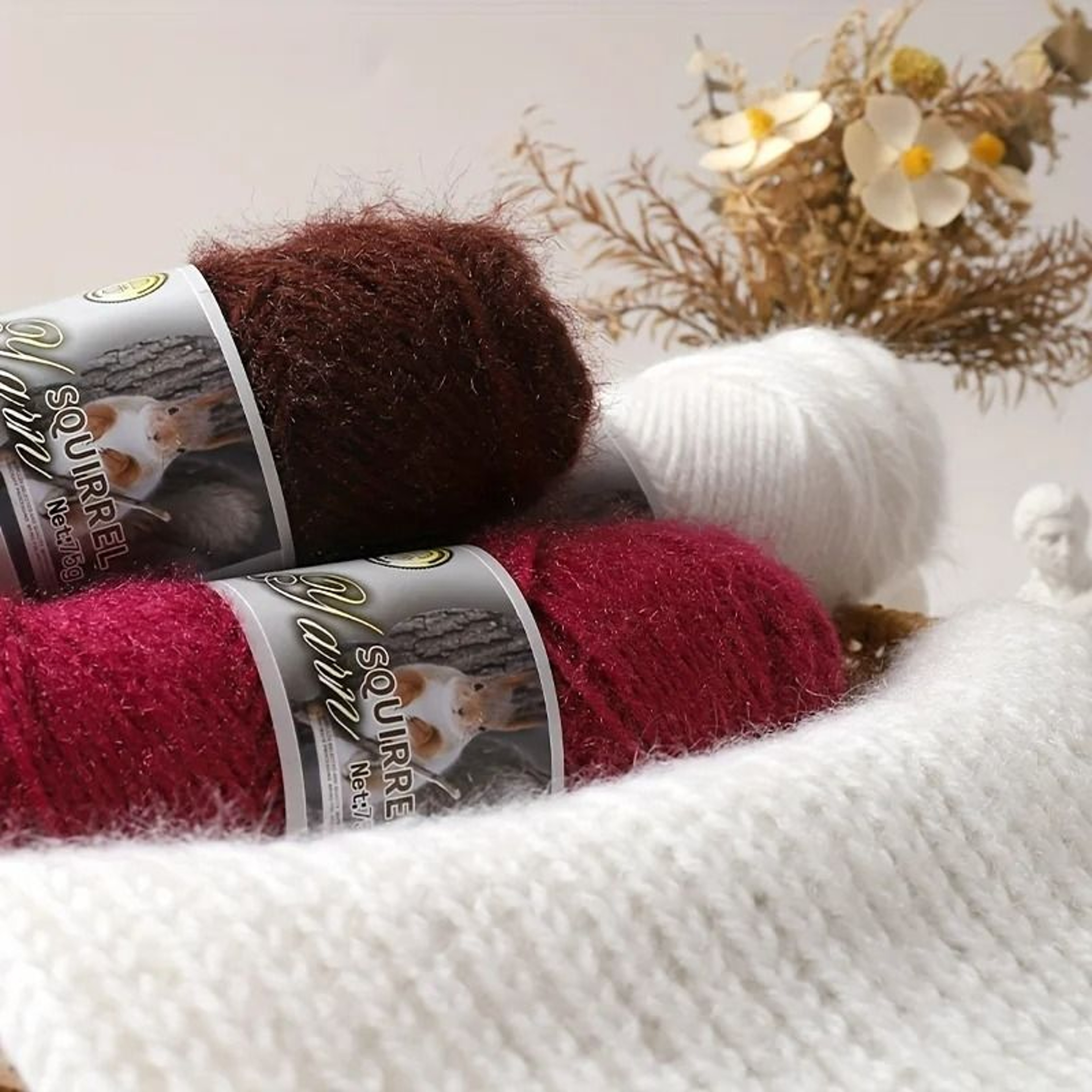 Plush Squirrel Yarn 5Skein Pack For Coats Sweaters Hats  Crafts 5