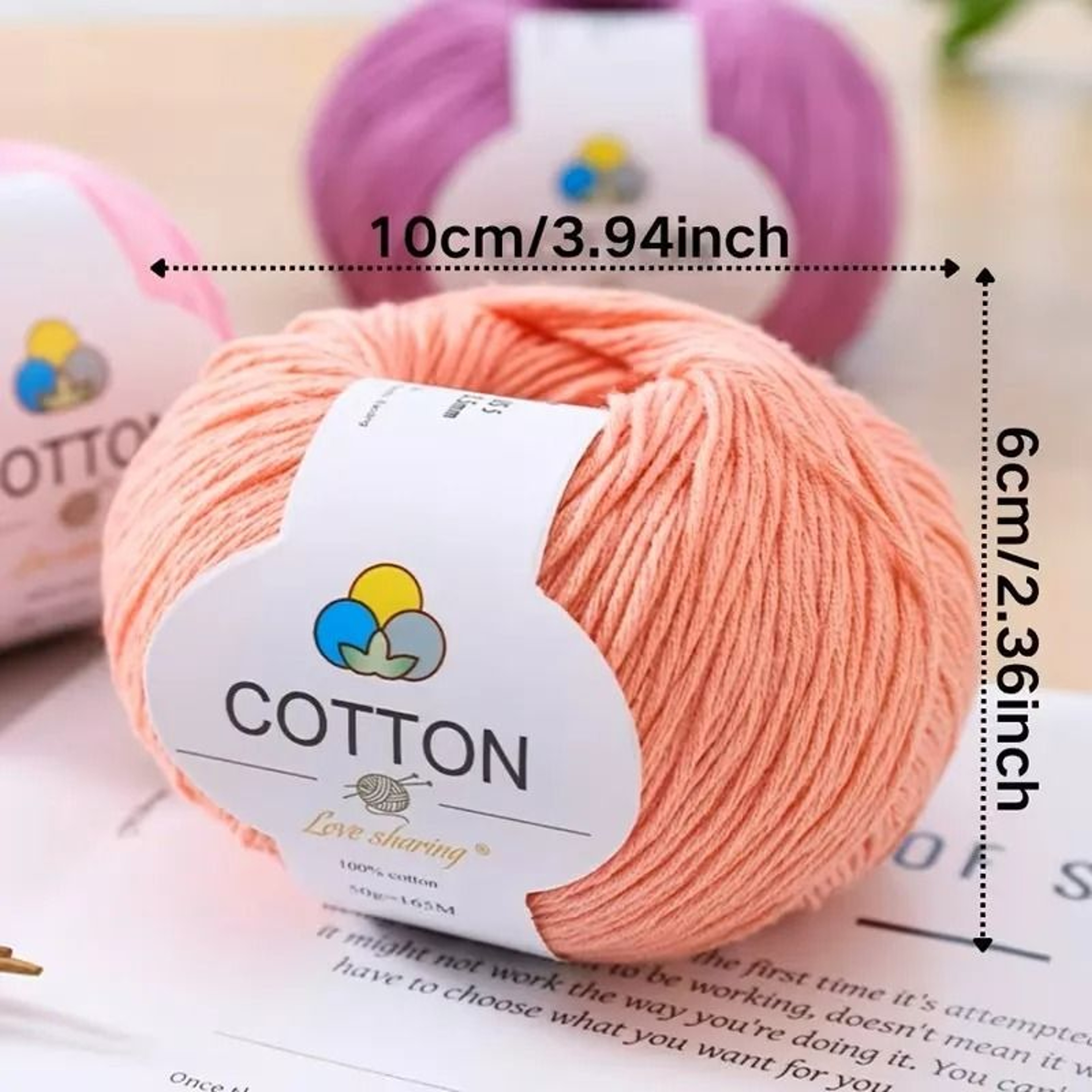 8Ply 100 Cotton Yarn 6Ball Pack For Scarves Sweaters  Coats 3