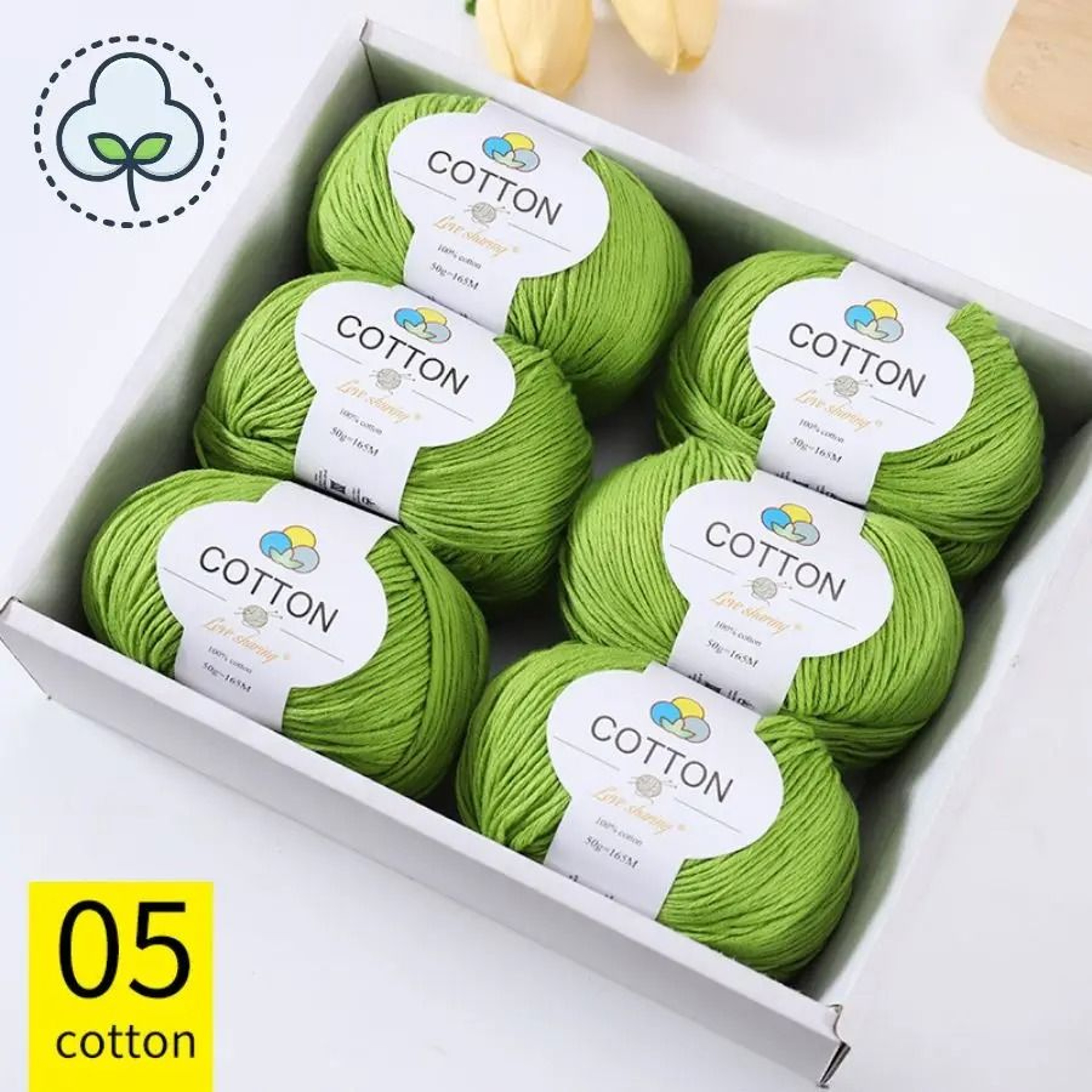 8Ply 100 Cotton Yarn 6Ball Pack For Scarves Sweaters  Coats 9