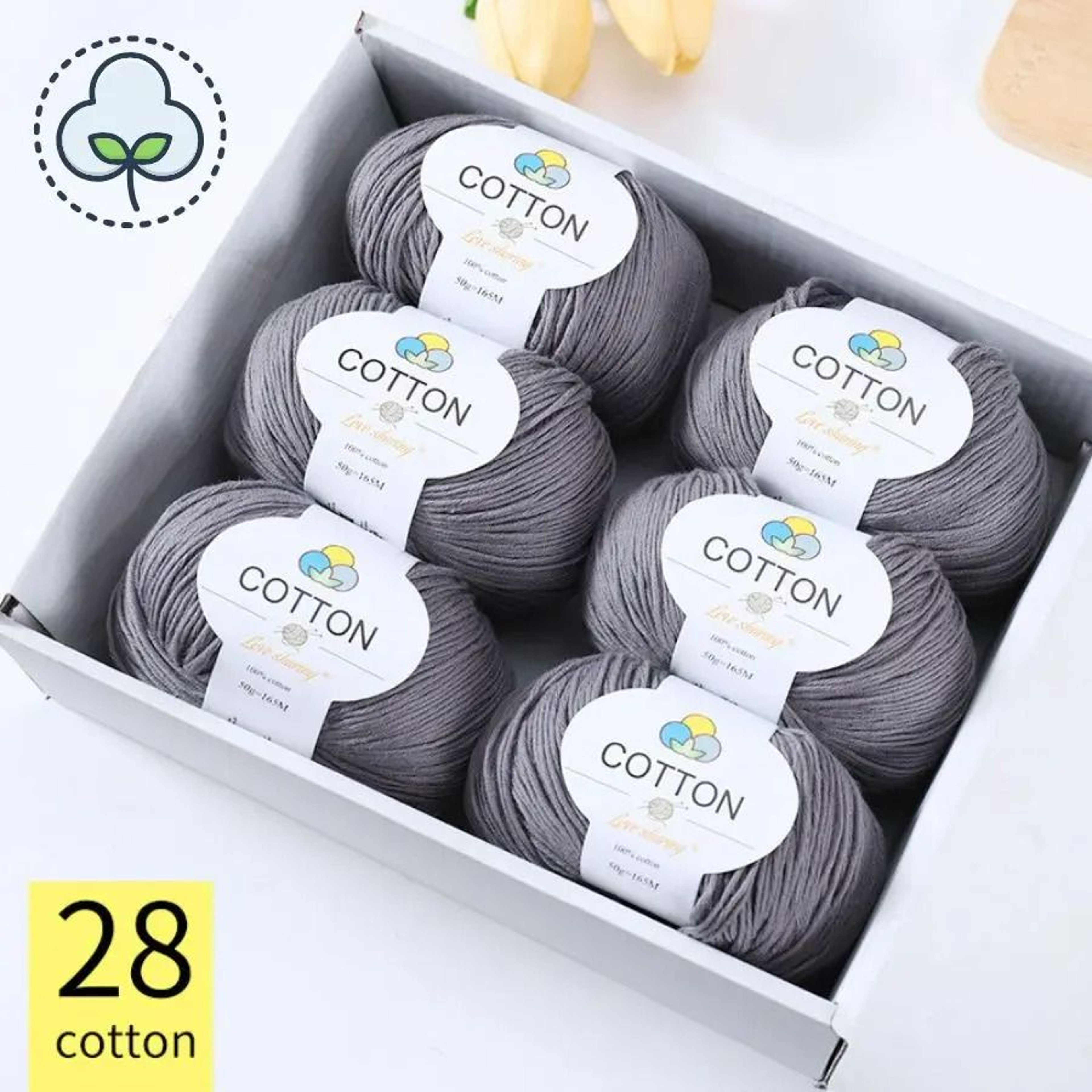 8Ply 100 Cotton Yarn 6Ball Pack For Scarves Sweaters  Coats 15