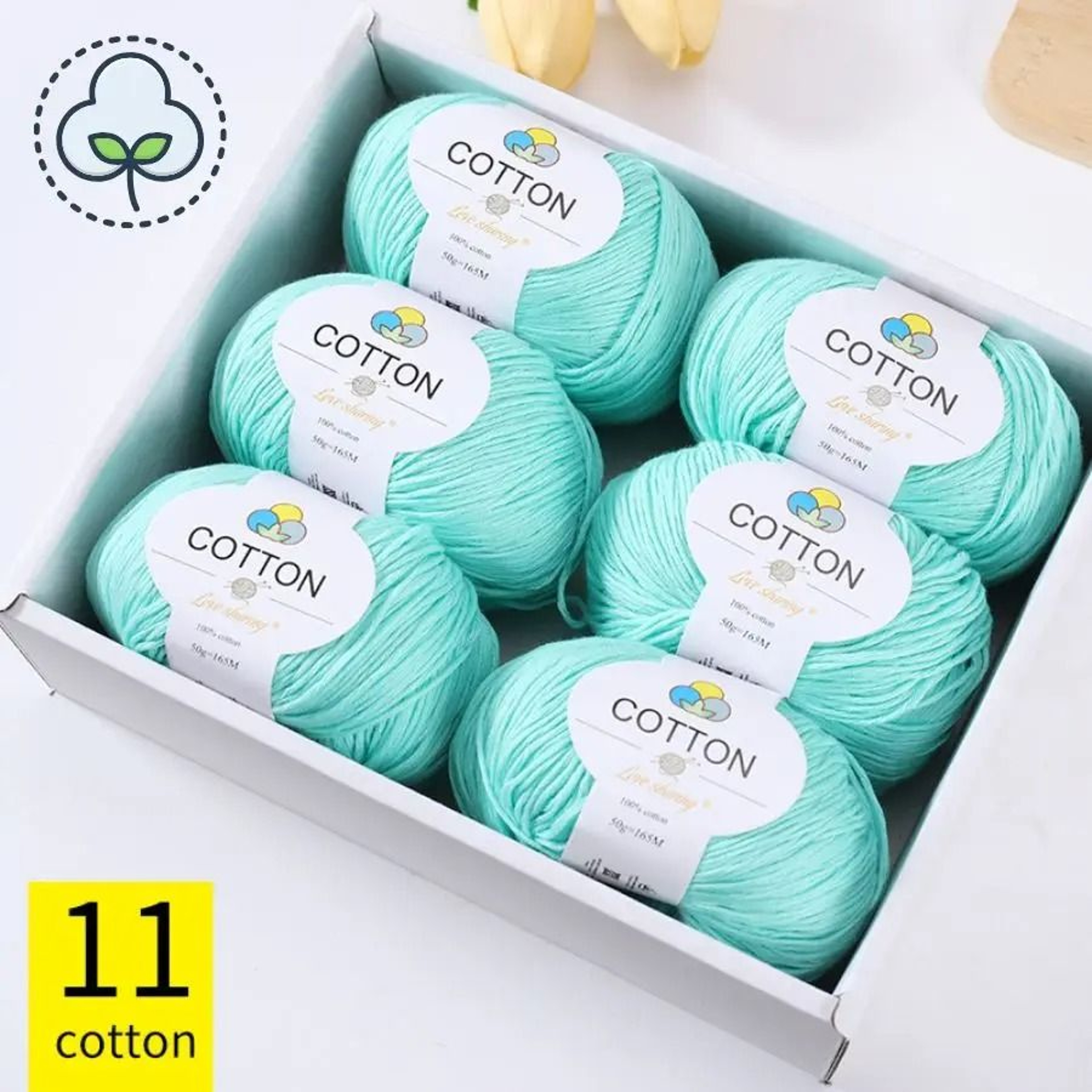 8Ply 100 Cotton Yarn 6Ball Pack For Scarves Sweaters  Coats 17
