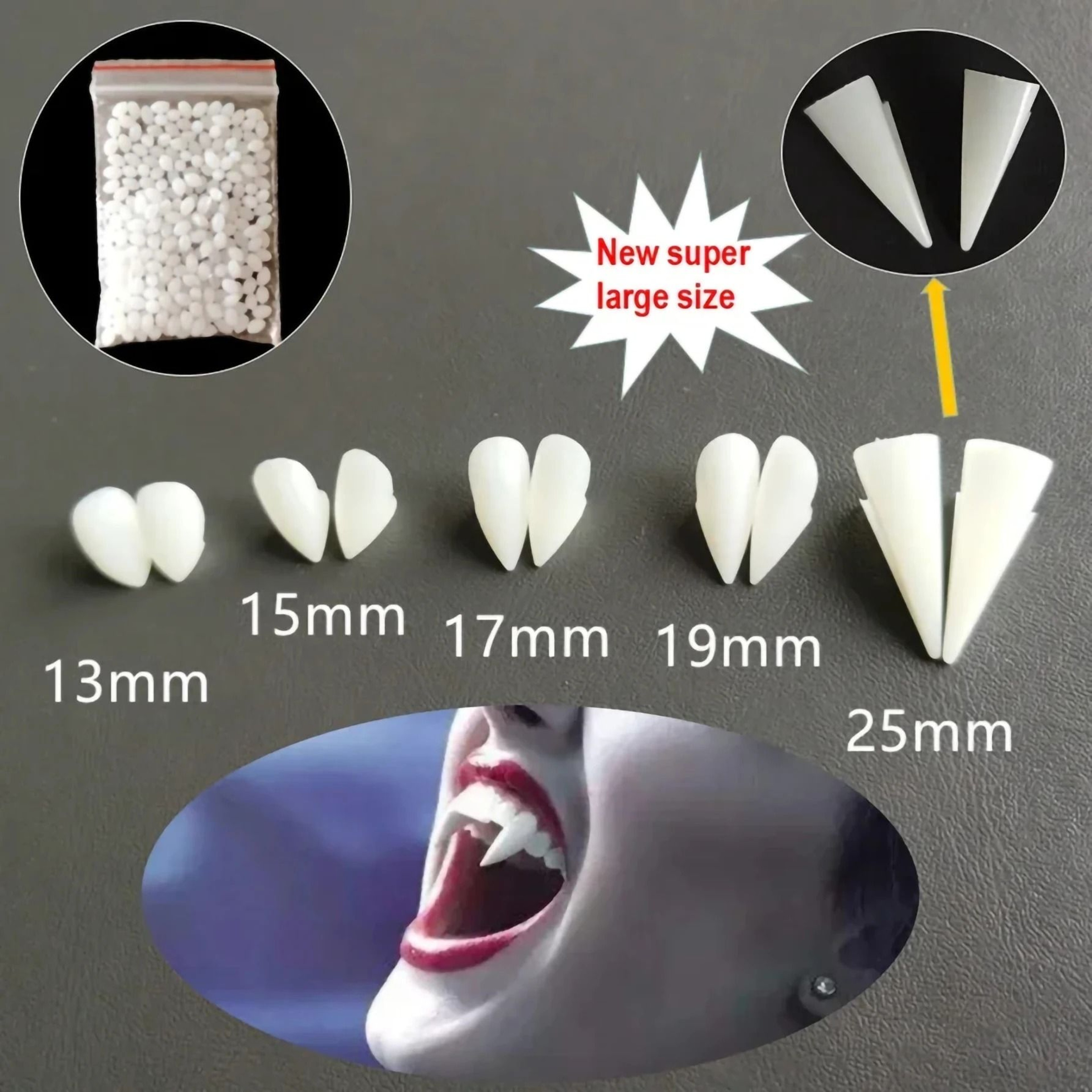 Resin Vampire Teeth Fangs Kit With Adhesive For Halloween  Cosplay 4