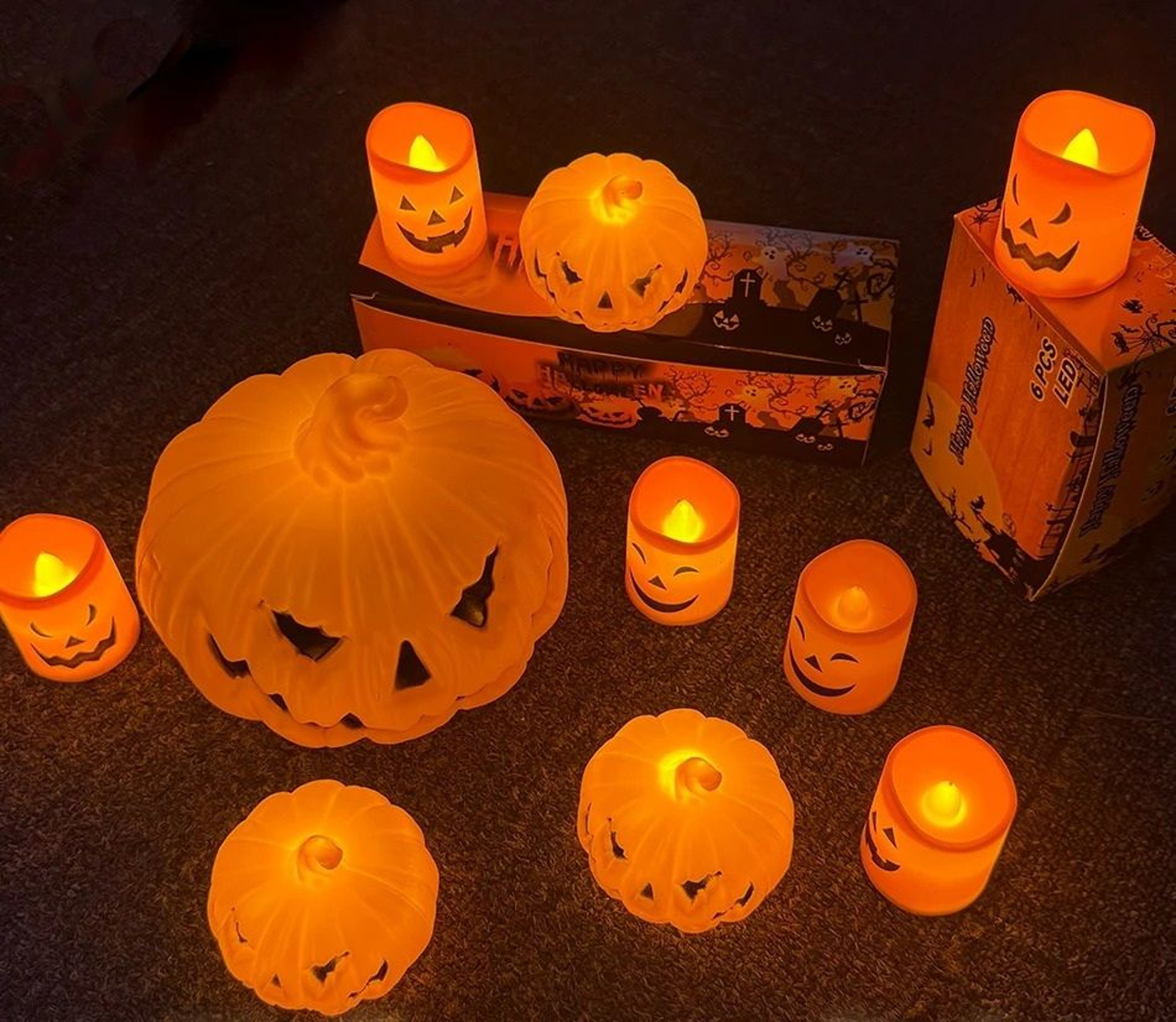 3Pcs Halloween LED Pumpkin Skull  Ghost Lantern Set 0