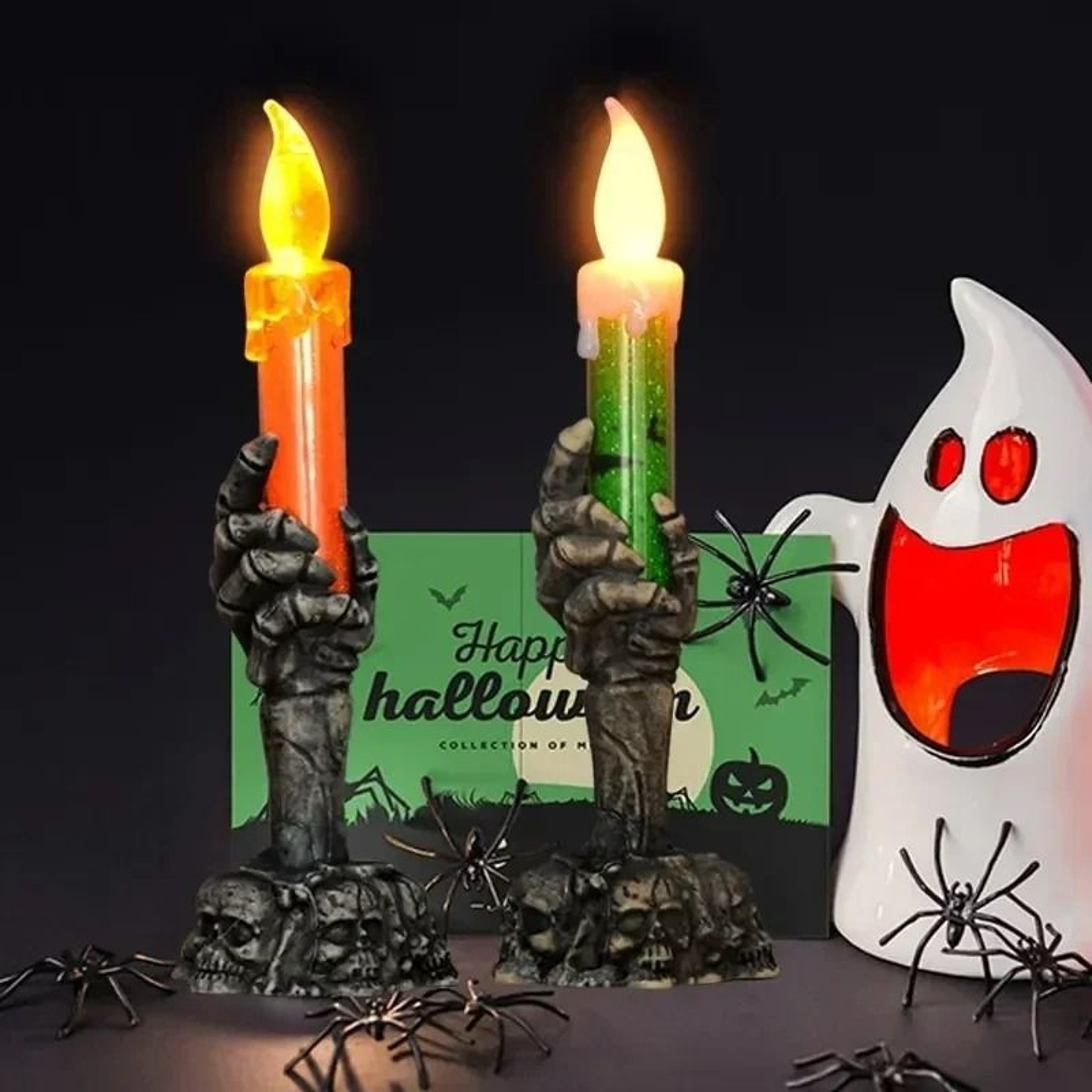 Halloween LED Ghost Hand Skeleton Candle Light 1