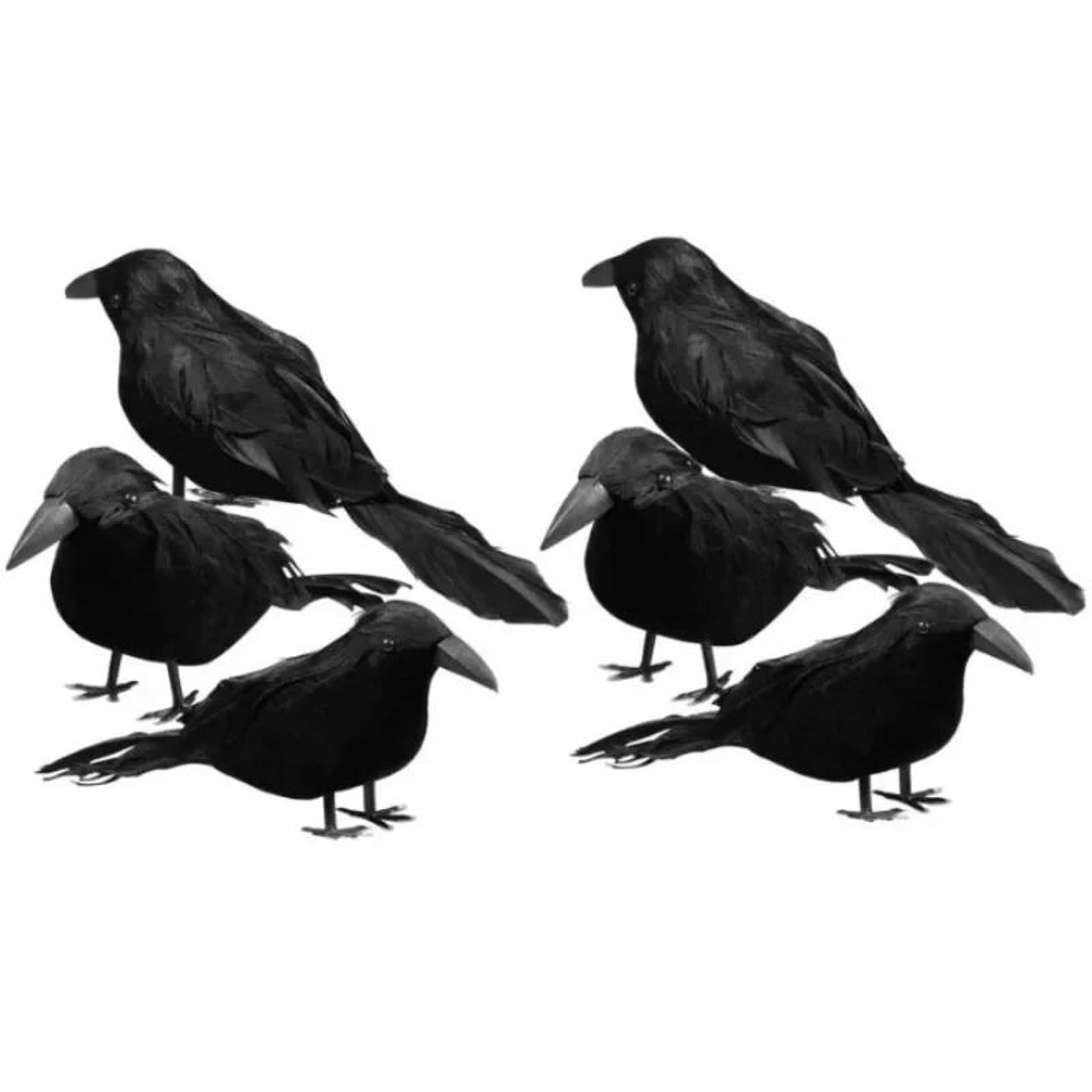 6Pcs Realistic Artificial Halloween Crows Decor 0