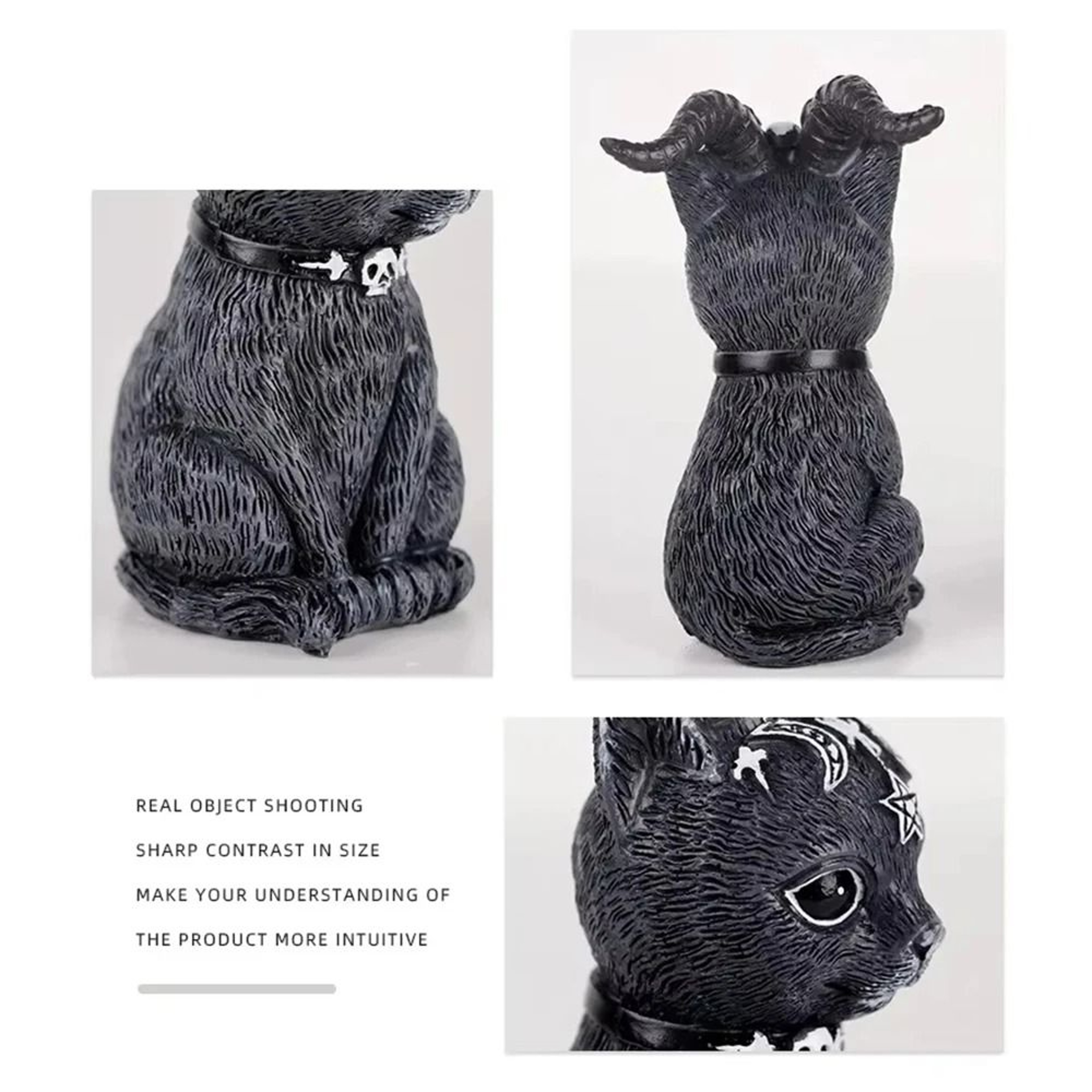 Mysterious Cute Black Witch Cat Statue 2