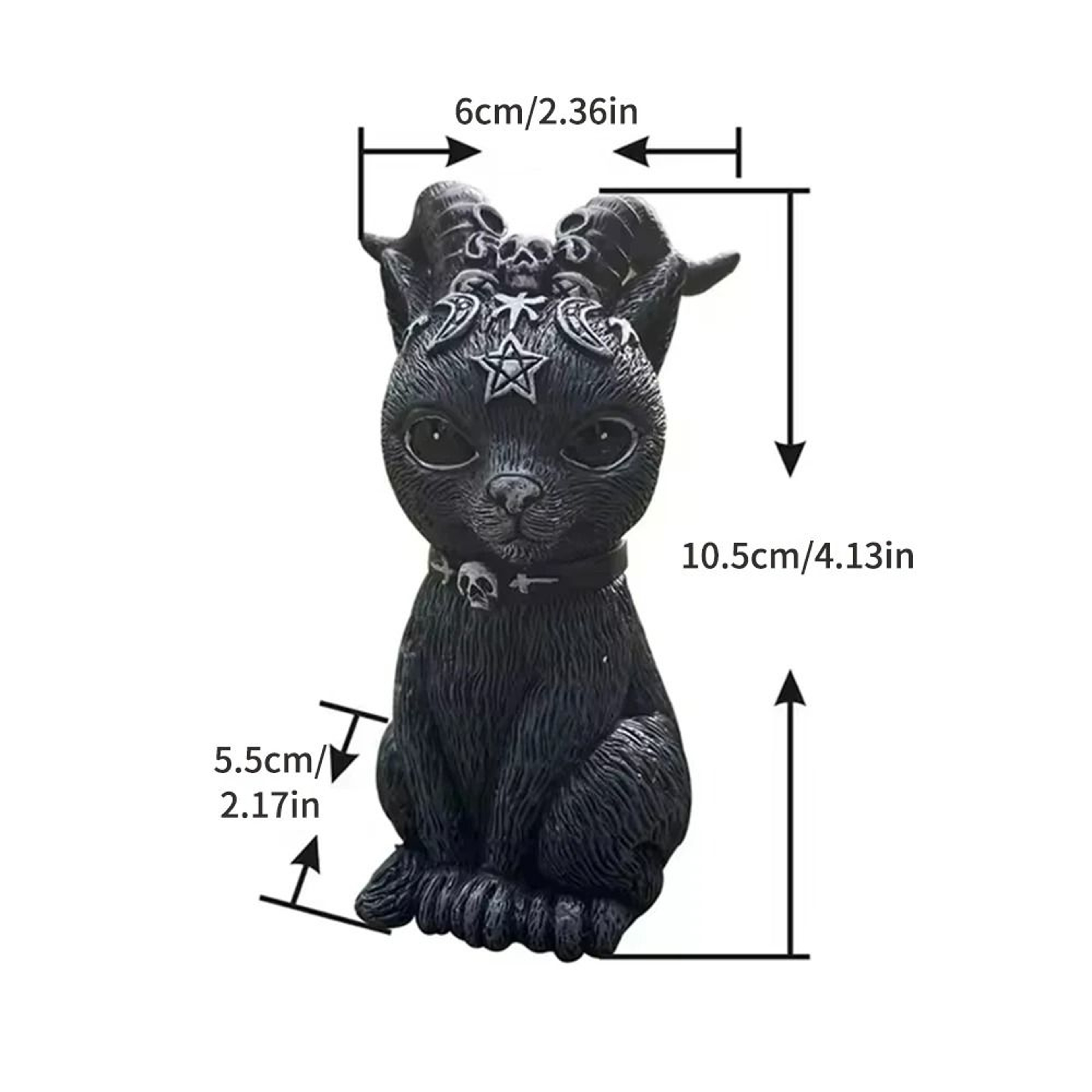 Mysterious Cute Black Witch Cat Statue 3