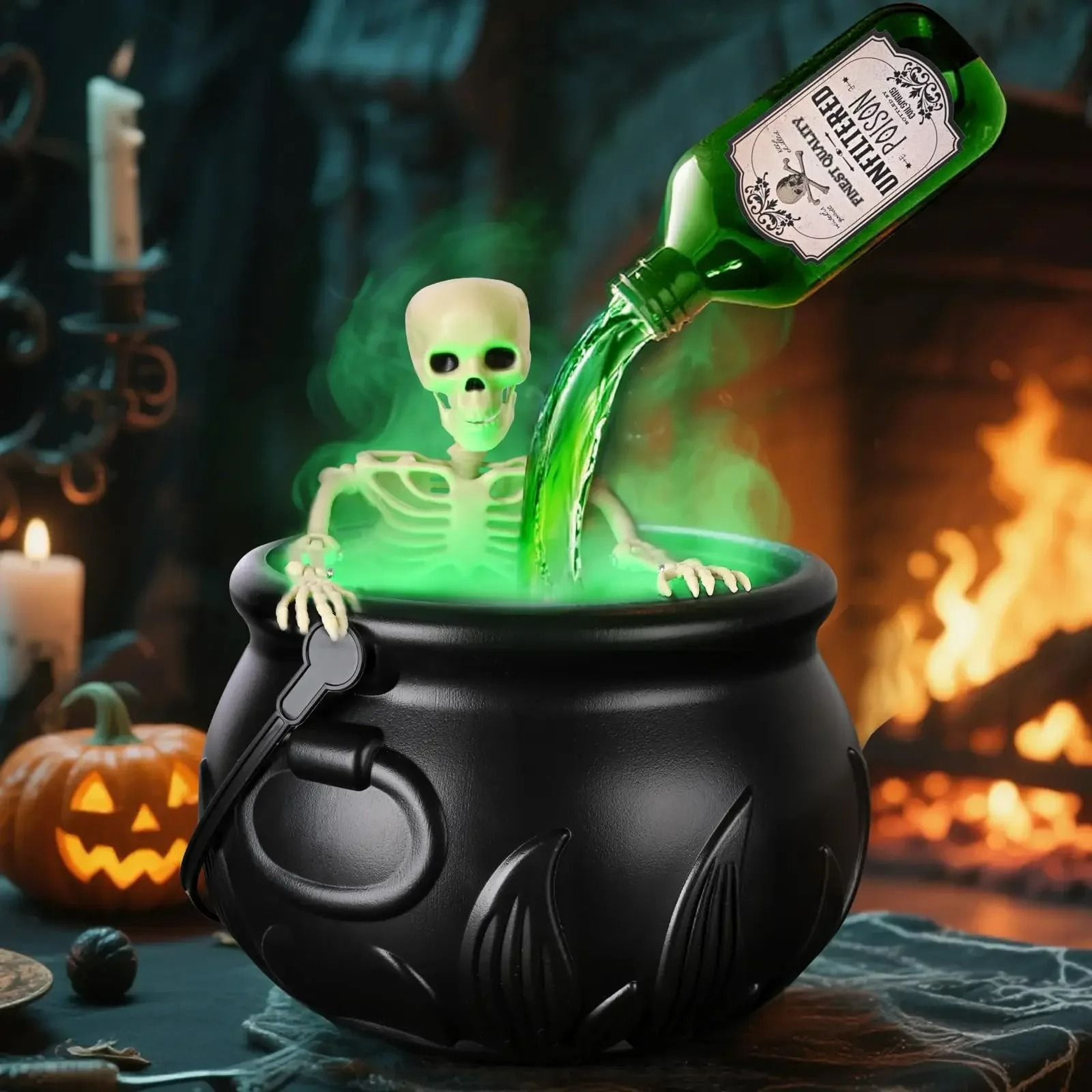 Halloween Witch Cauldron With LED Light  Fog Mist Maker 1