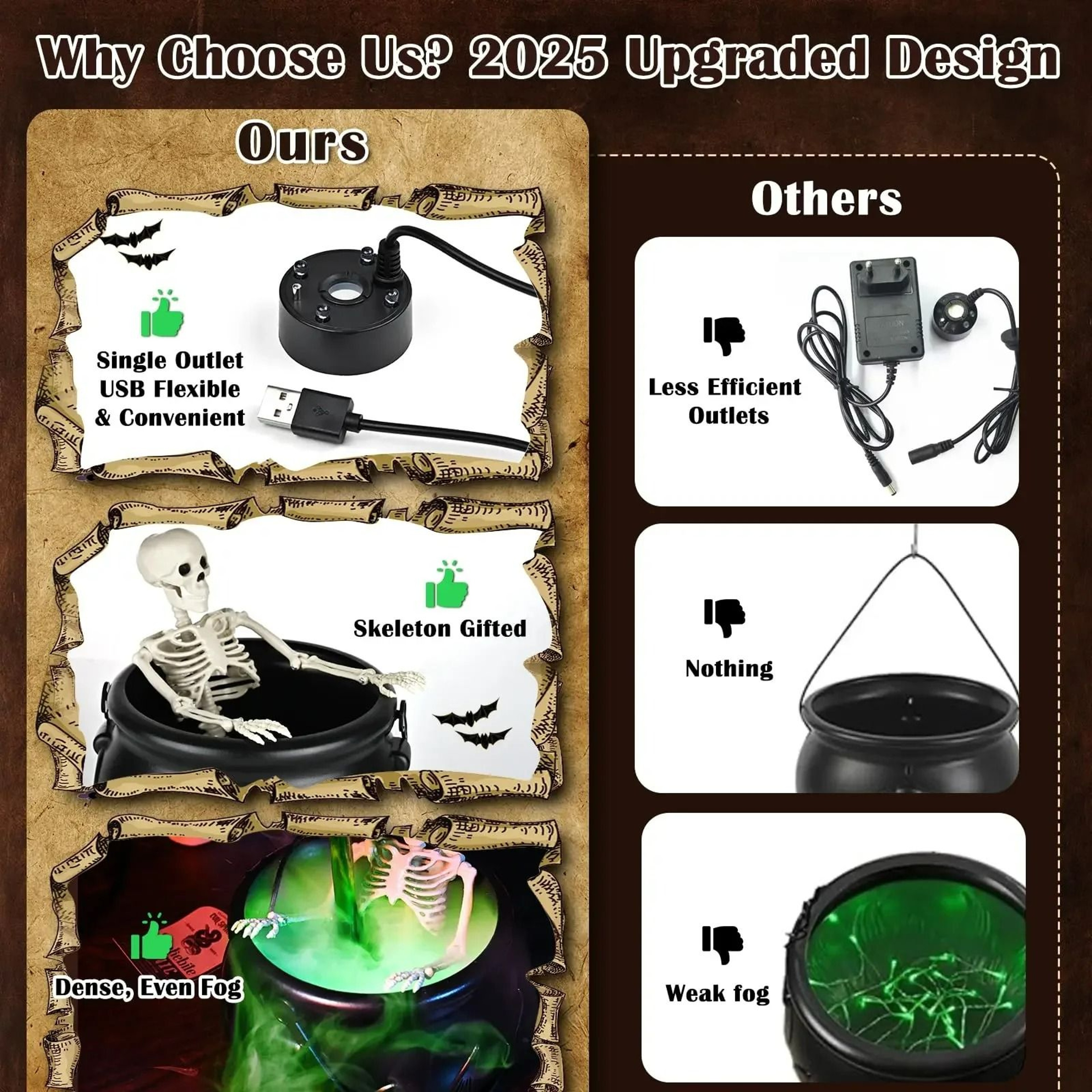 Halloween Witch Cauldron With LED Light  Fog Mist Maker 3