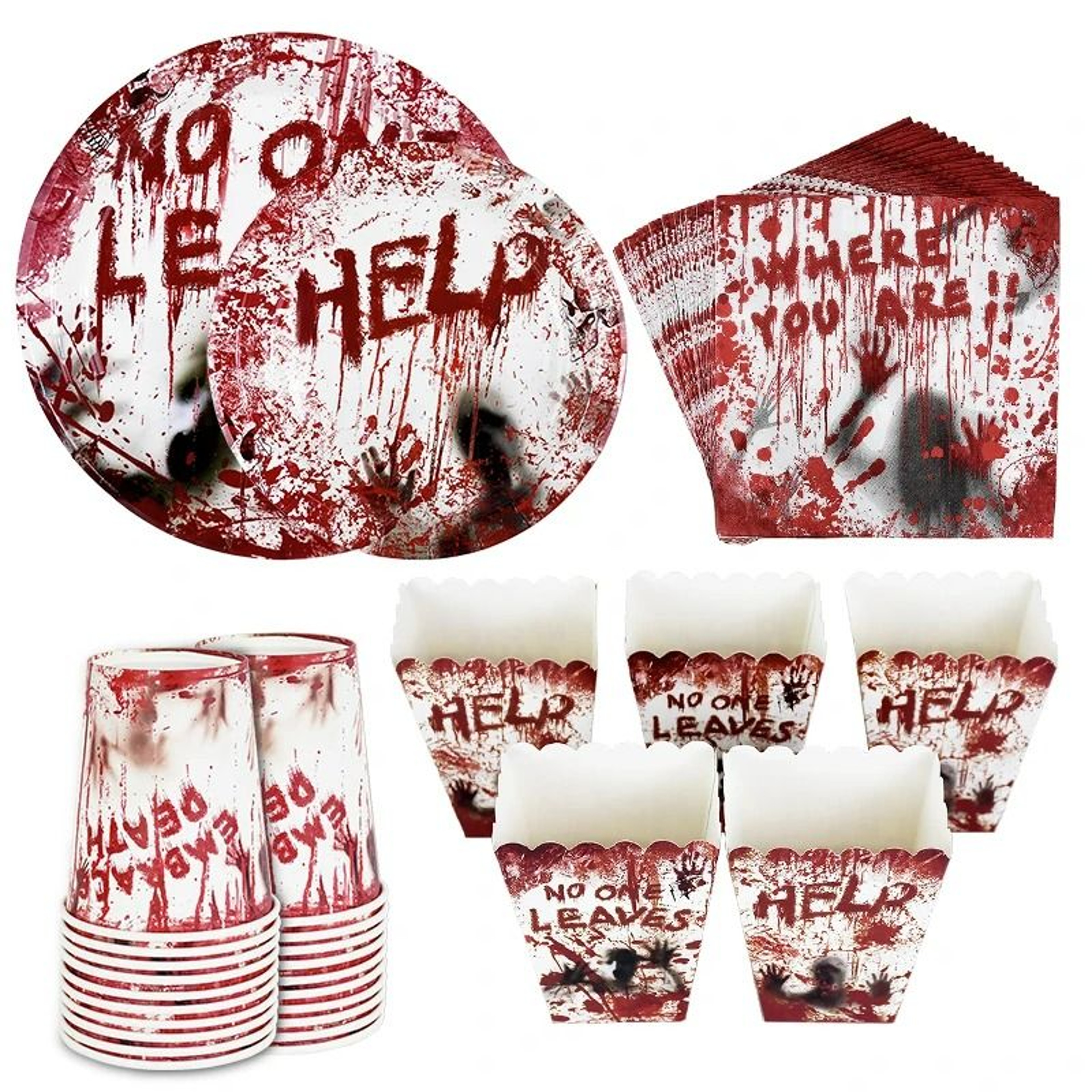 Halloween Bloody Handprint Disposable Tableware 3