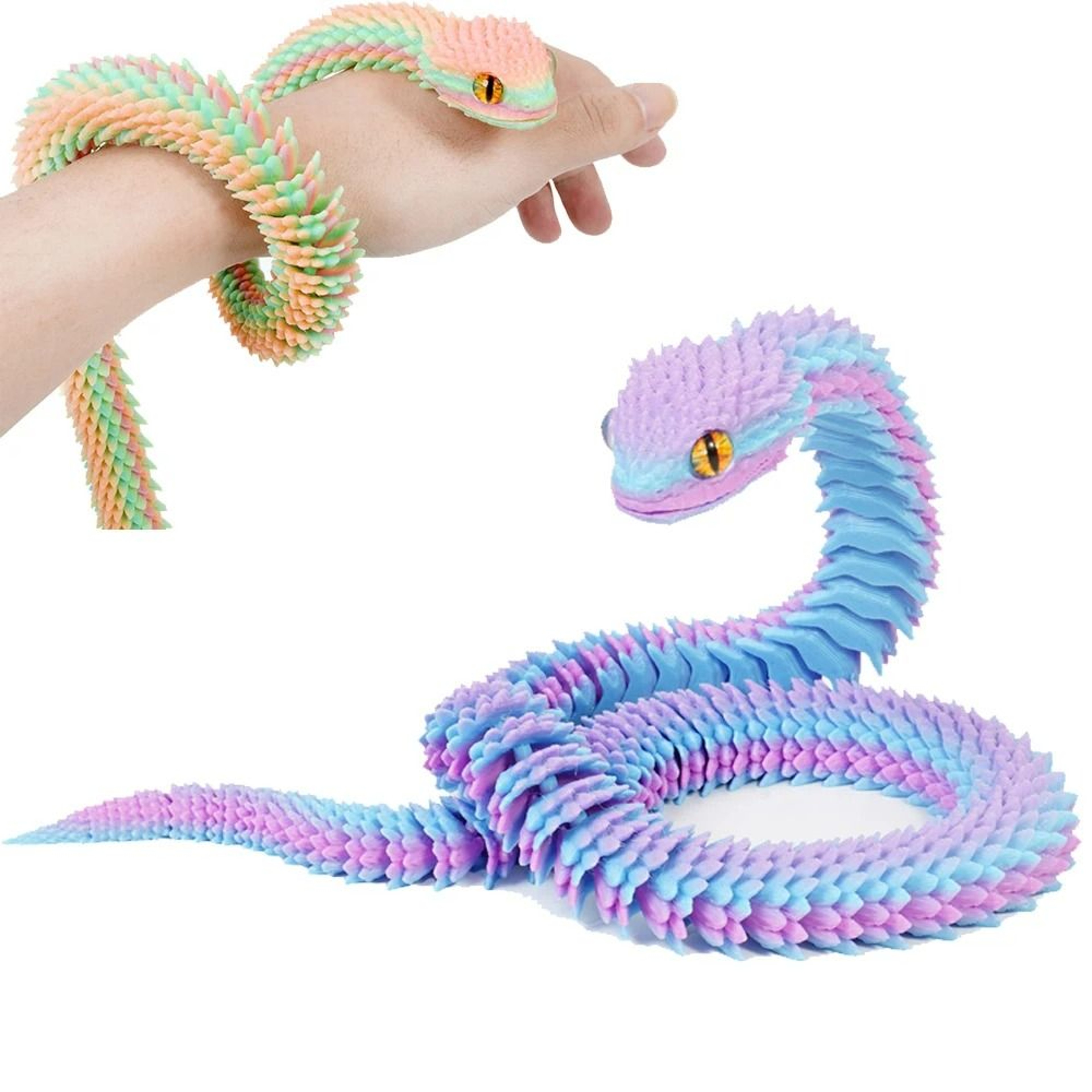 3D Printed Luminous Movable Joint Snake Figurine 0