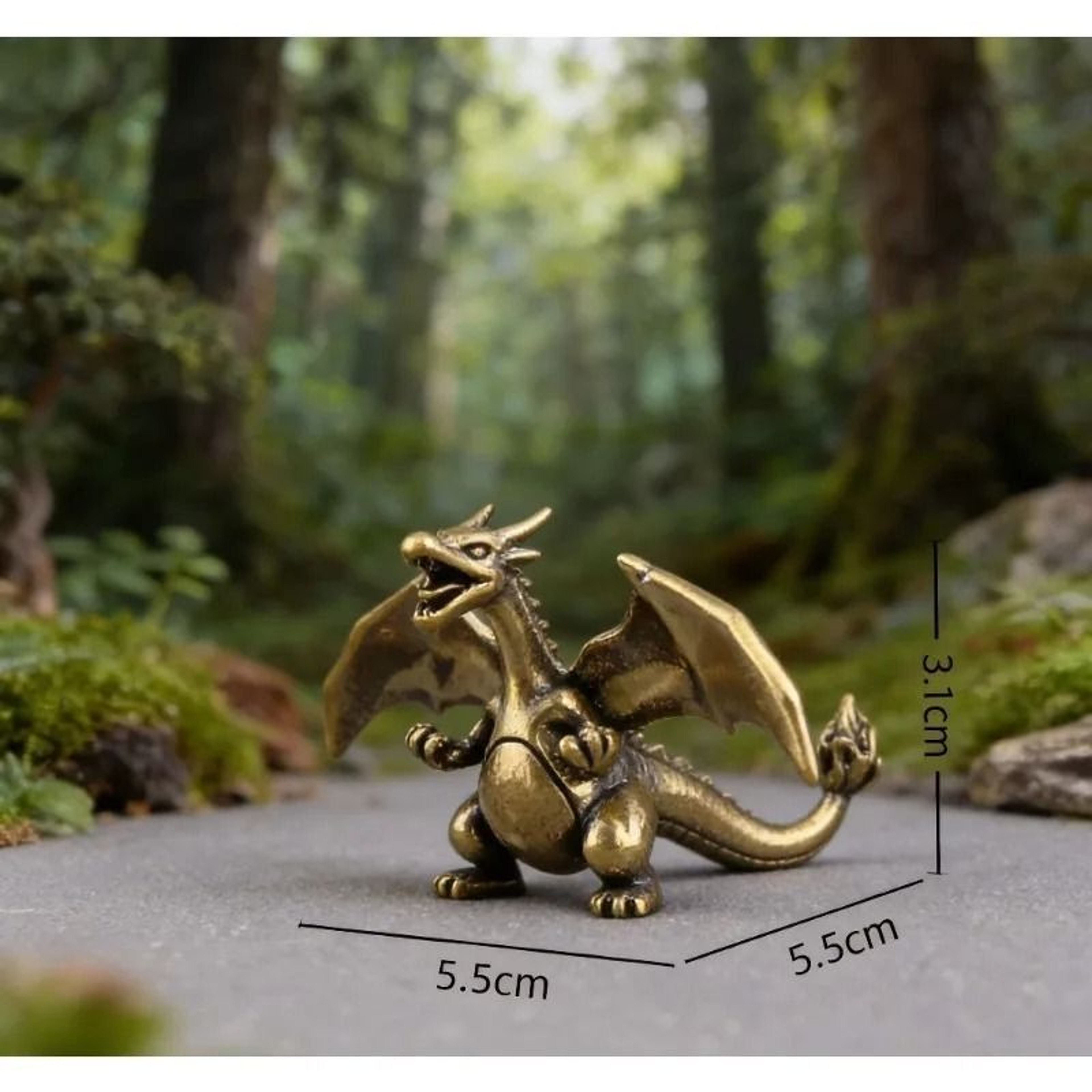Vintage Brass Roaring Flying Dragon Mini Statue 3