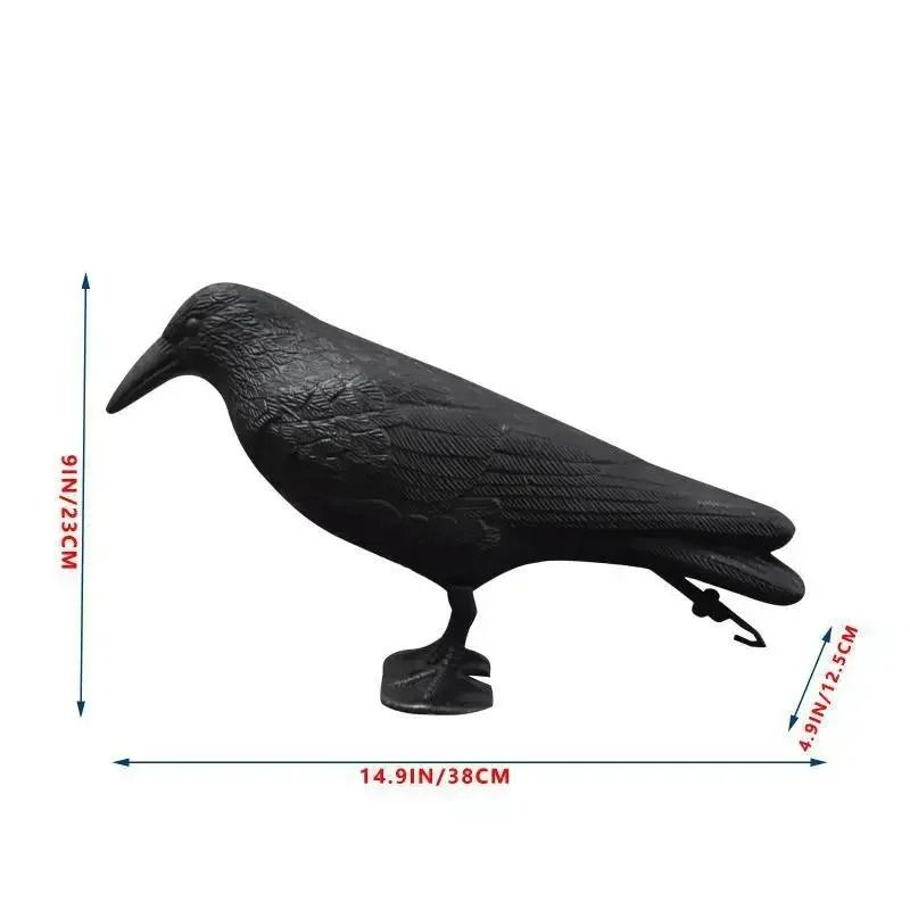 Simulated Black Crow Garden Statue  Deterrent 5