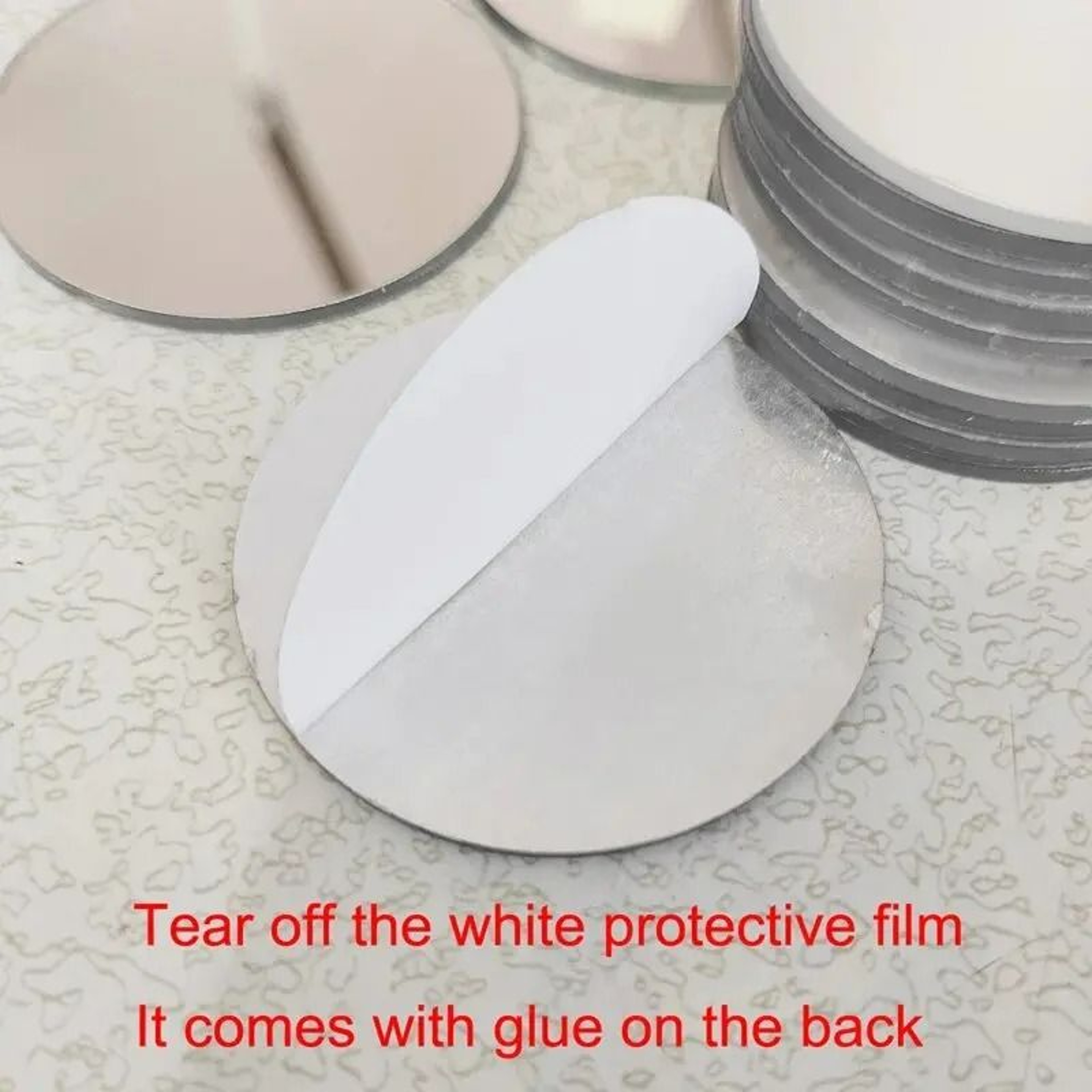 10Piece Thickened Round Silver Acrylic Mirror Wall Stickers 4