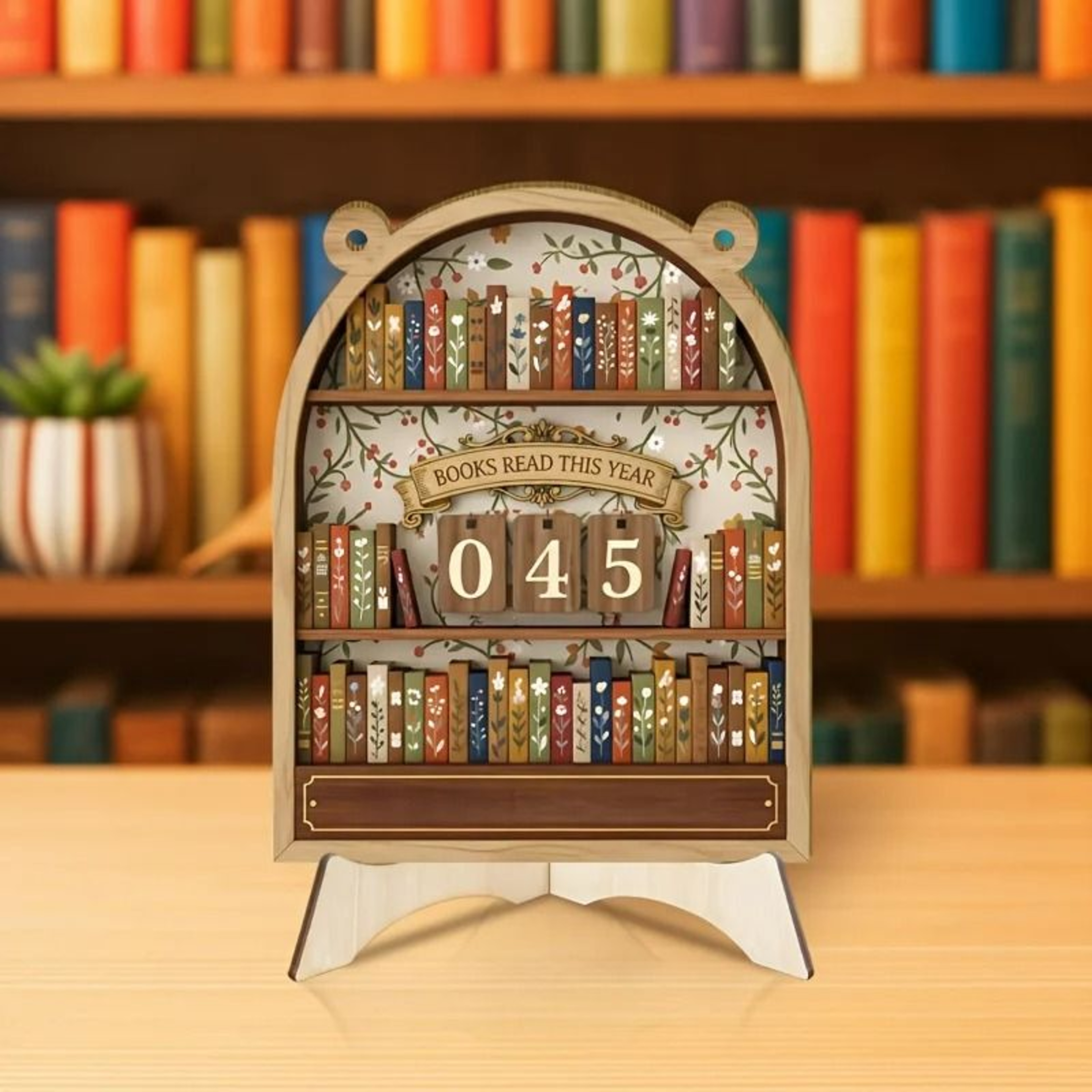 Vintage Wooden Reading Tracker  Counter 0