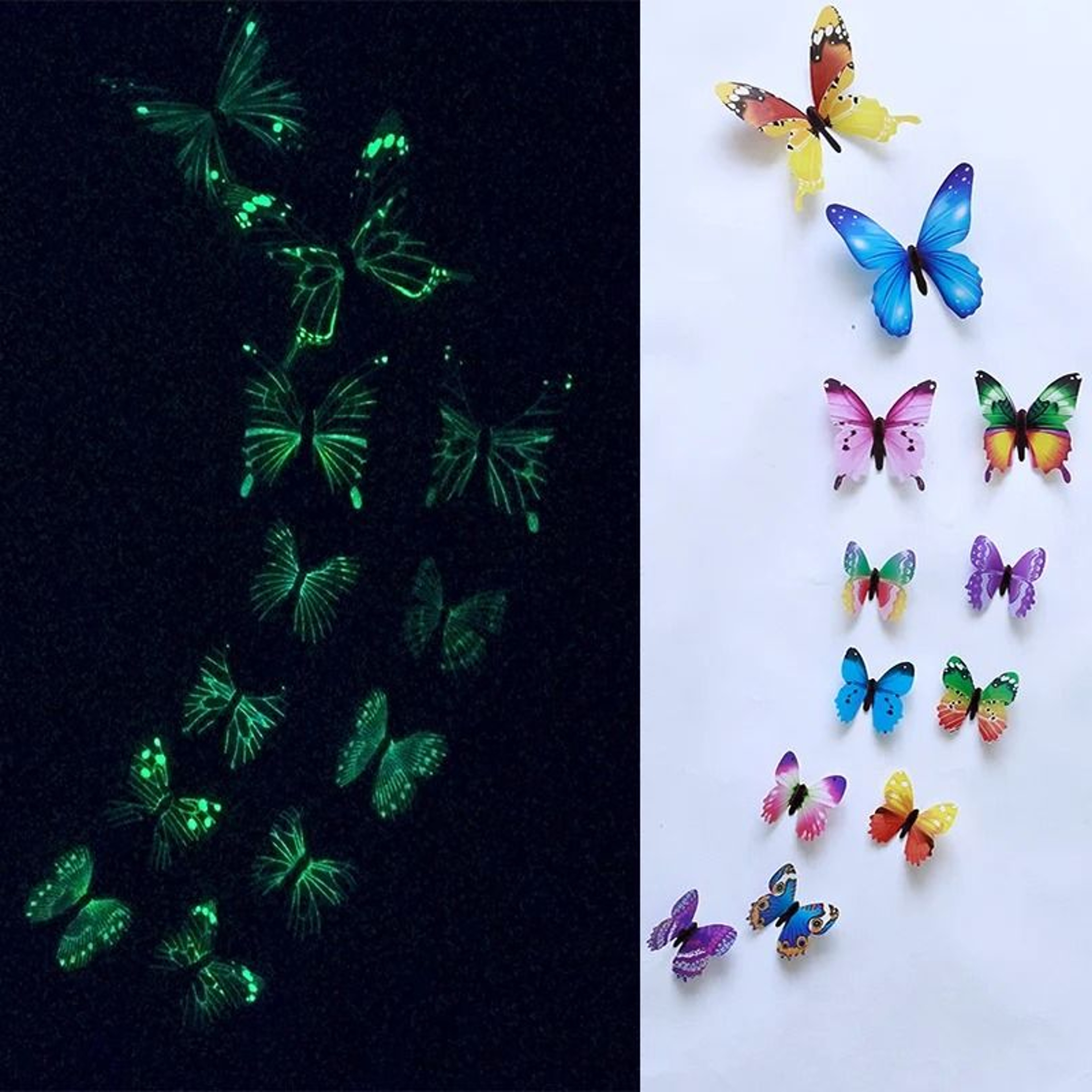 12Piece Luminous 3D Butterfly Wall  Fridge Stickers 1