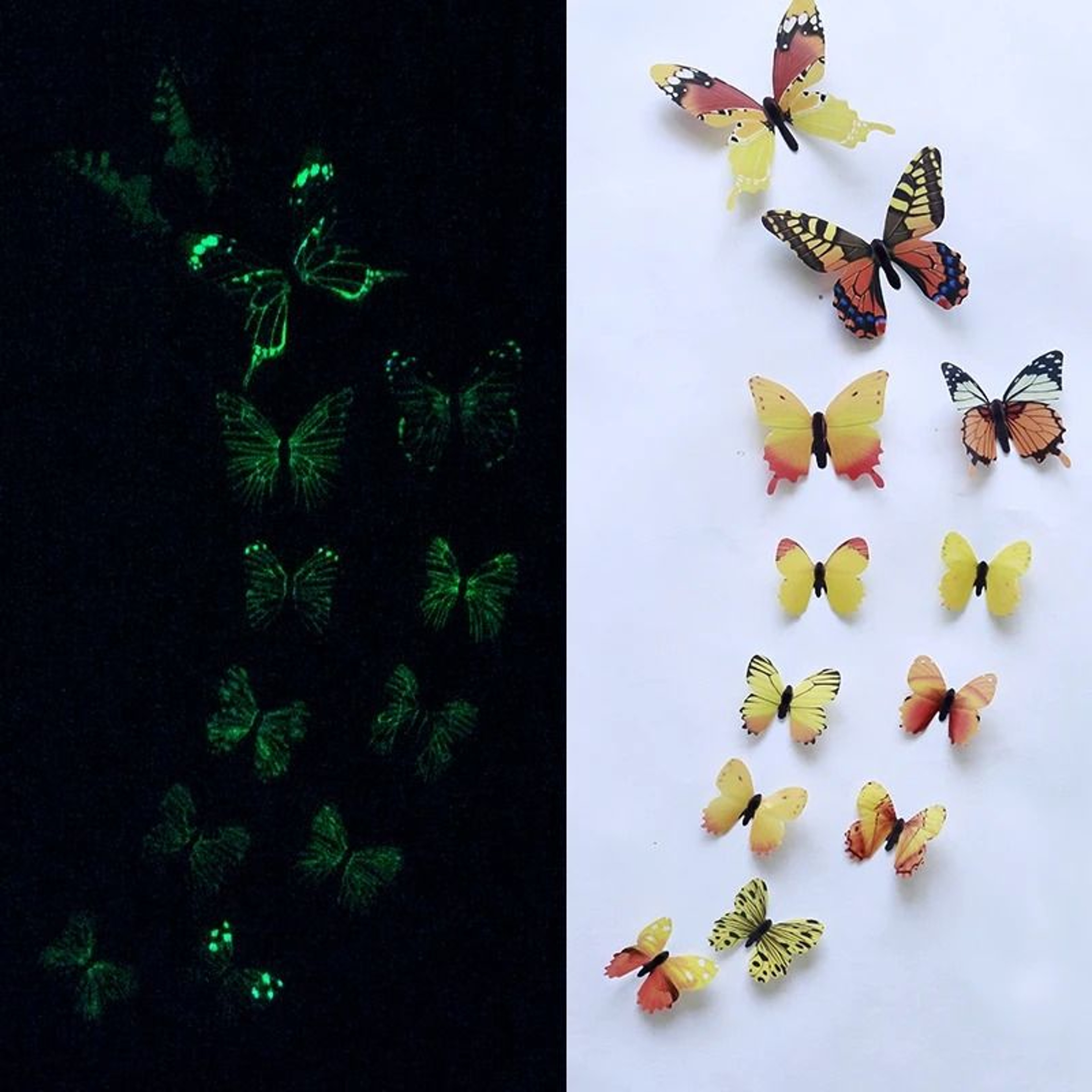 12Piece Luminous 3D Butterfly Wall  Fridge Stickers 5