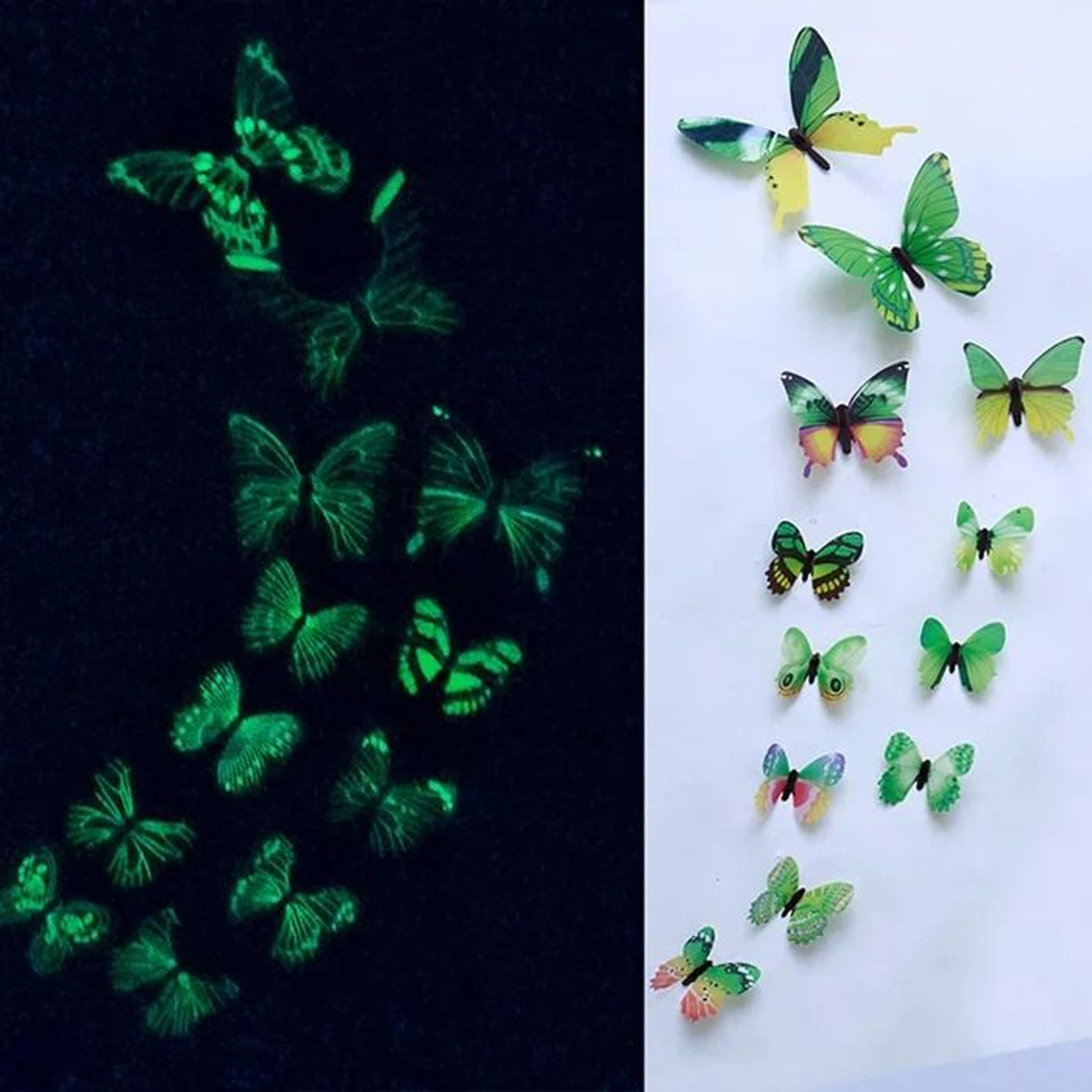 12Piece Luminous 3D Butterfly Wall  Fridge Stickers 9