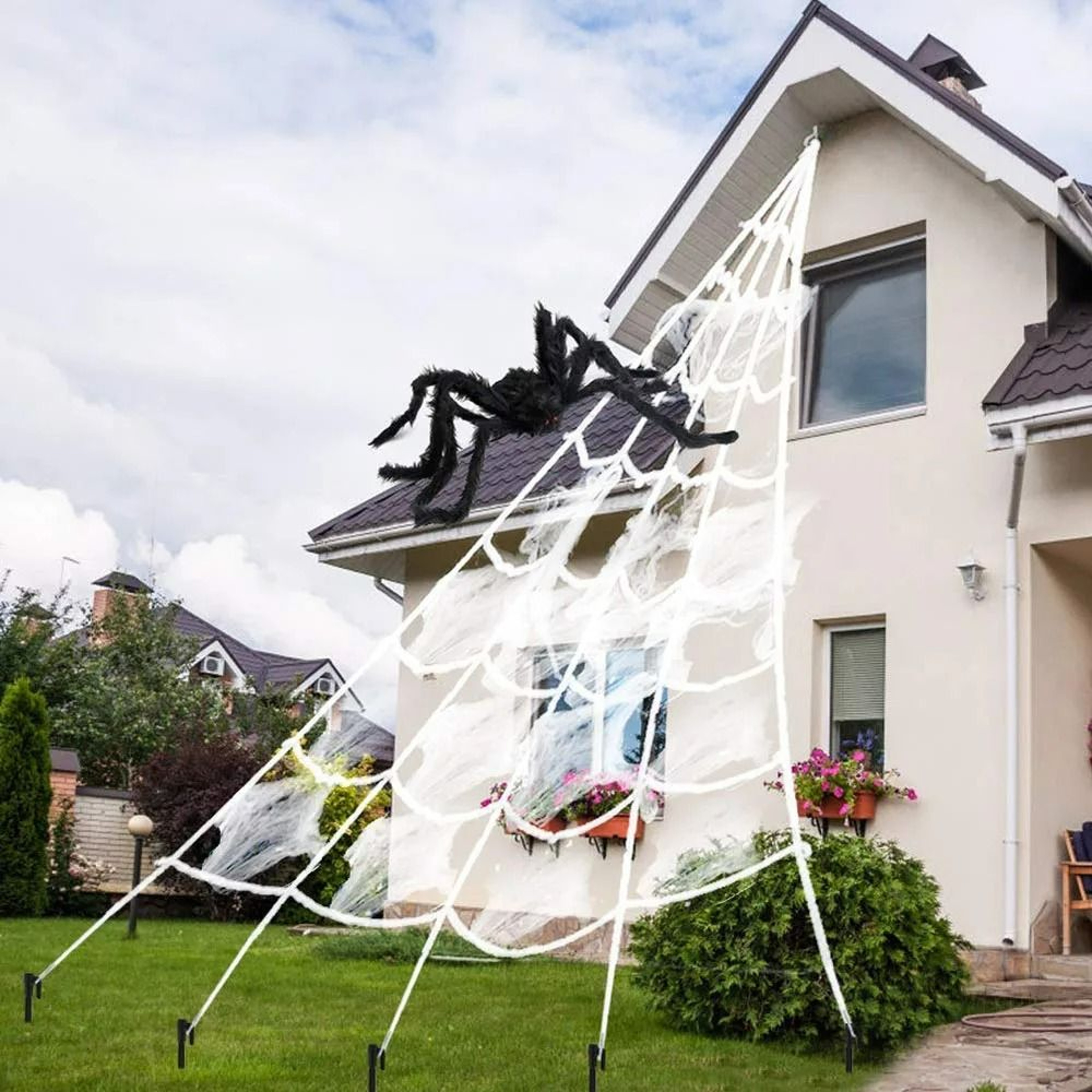 Large Plush Triangle Spider Web  Simulation Spider Set 1