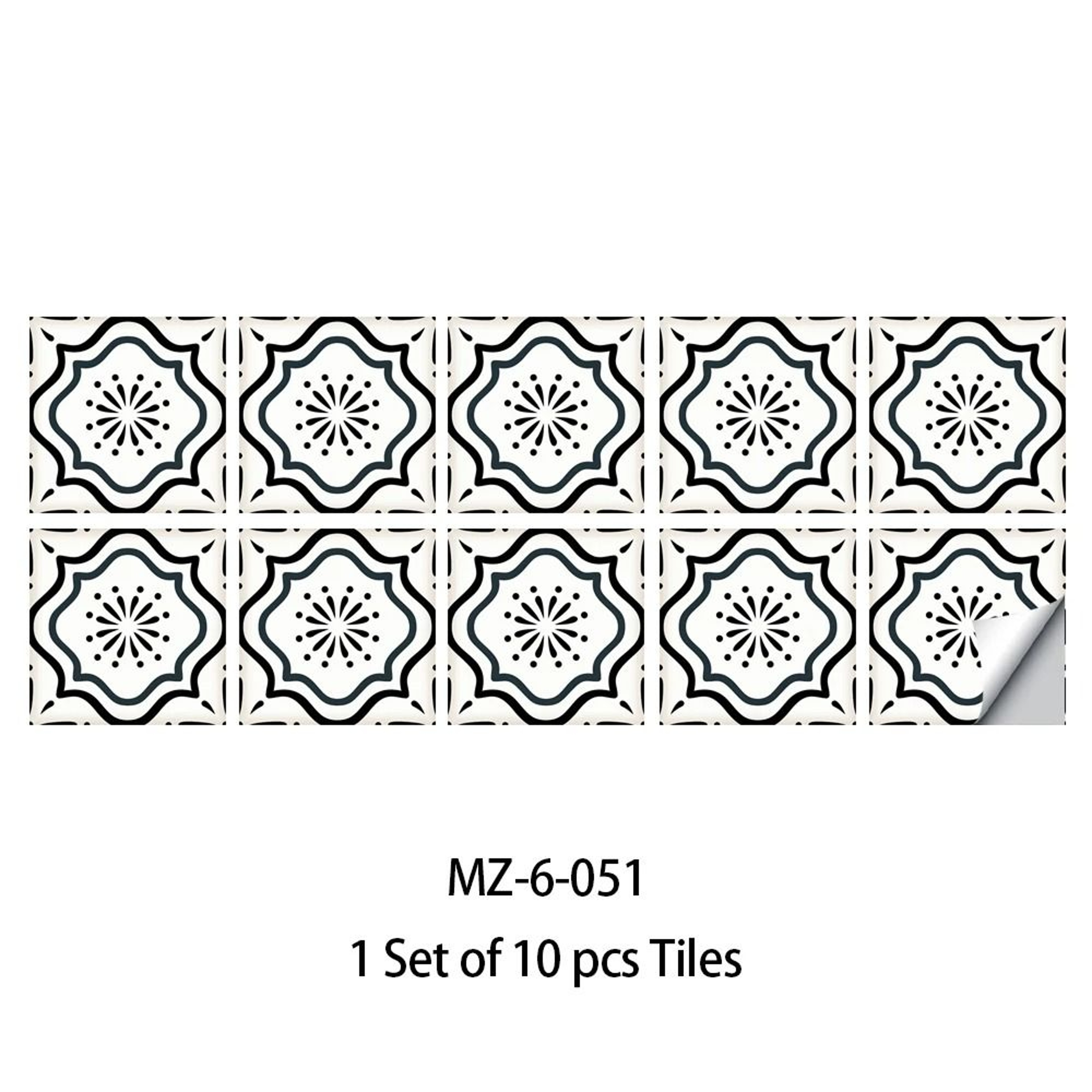 10Piece Retro Pattern Matte Surface Tile Sticker Set 9