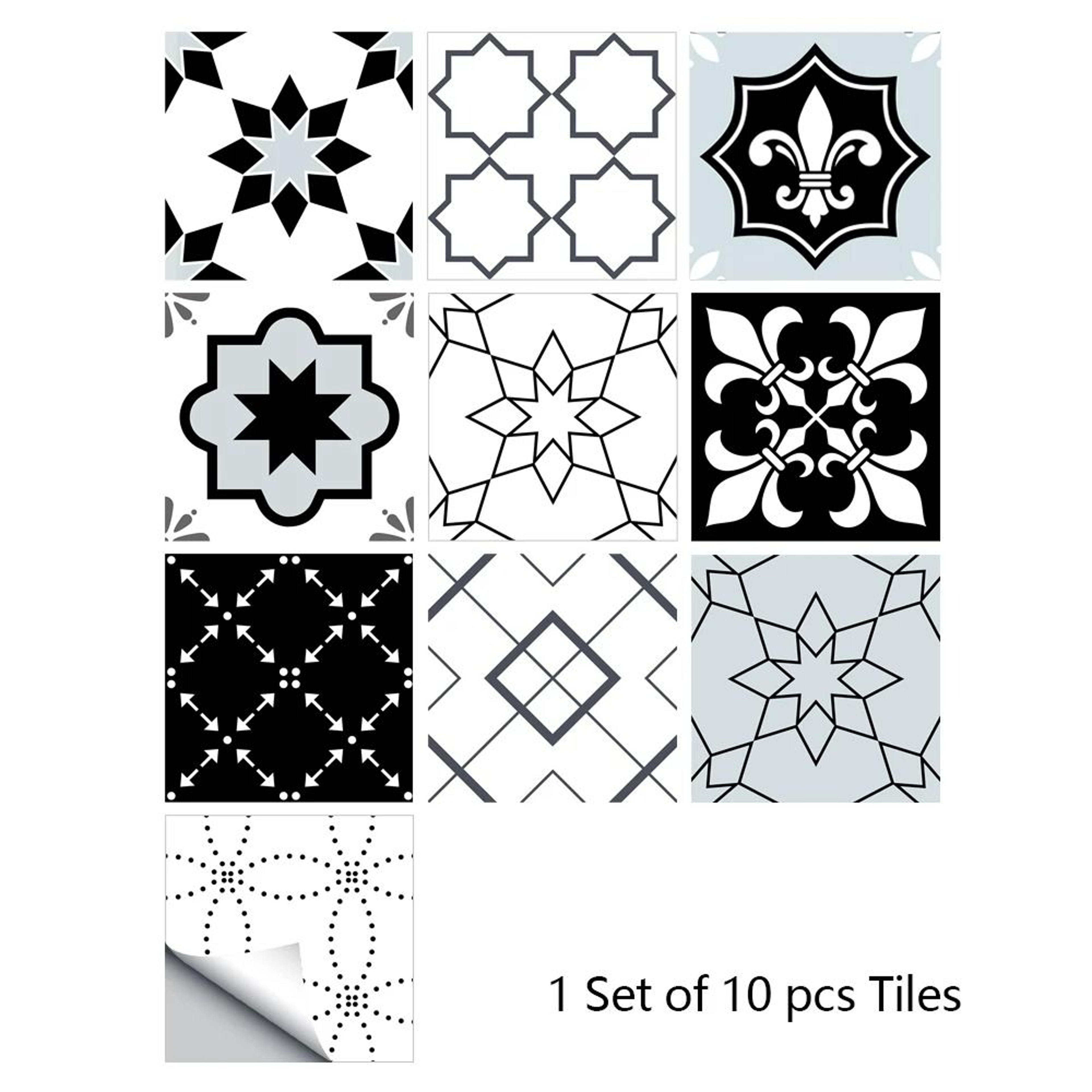 10Piece Retro Pattern Matte Surface Tile Sticker Set 13