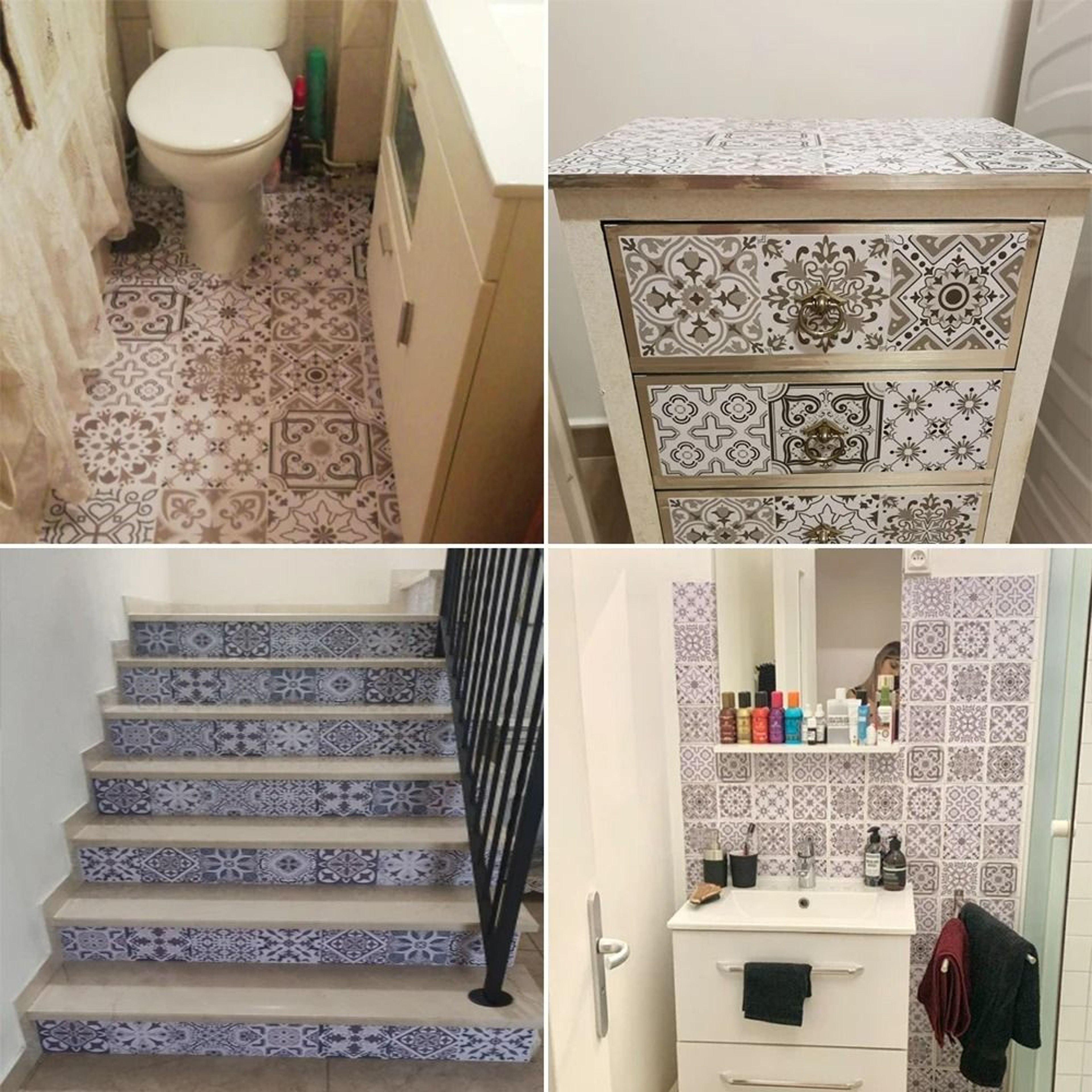 10Piece Retro Pattern Matte Surface Tile Sticker Set 3